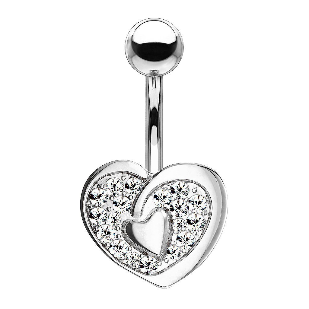 Bauchnabelpiercing Piercing Banane Stecker Herz Kristall Strass Inlay