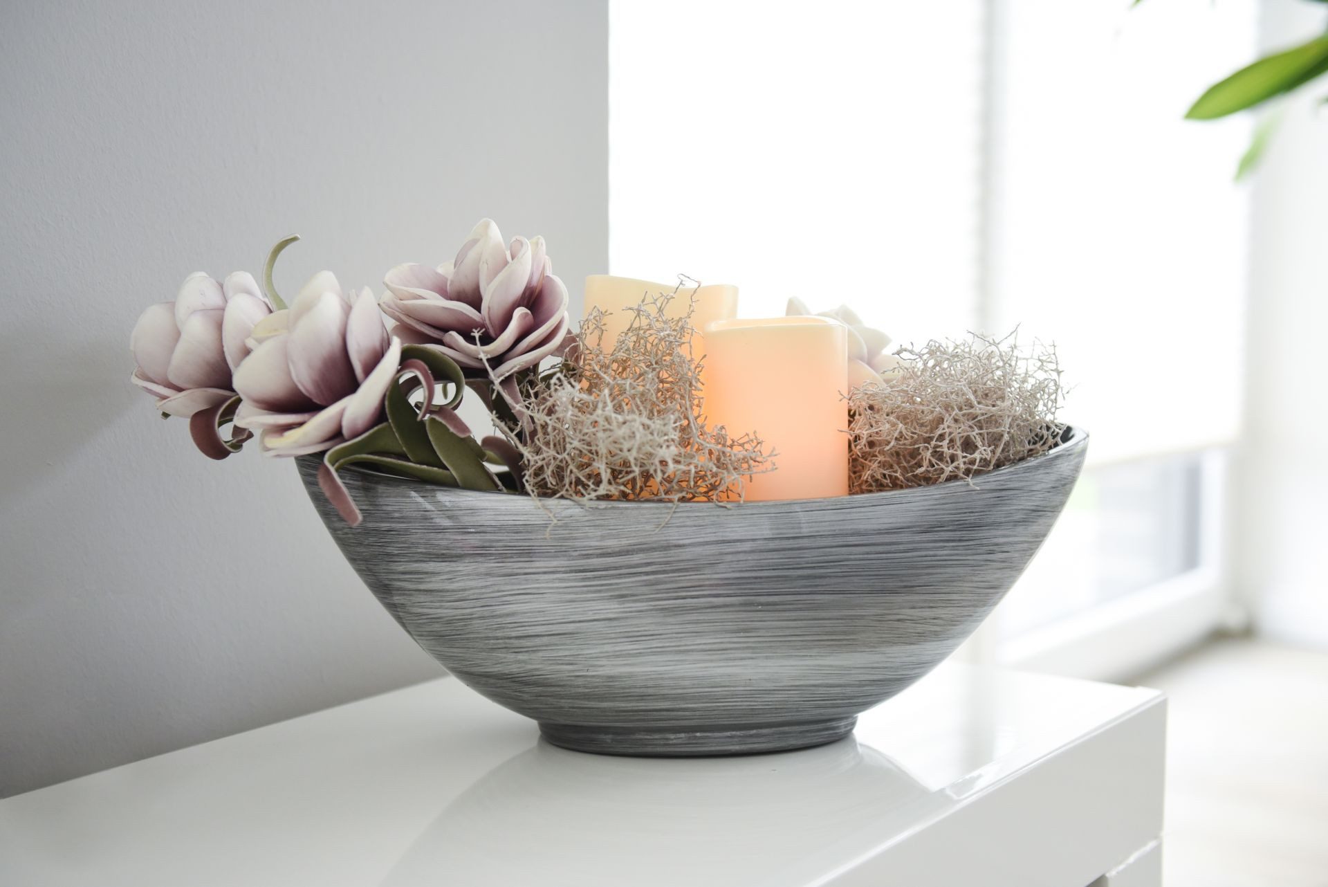 VIVANNO Pflanzschale Fiberglas MONDANA Schale - Silber Hochglanz Mit Muster günstig online kaufen