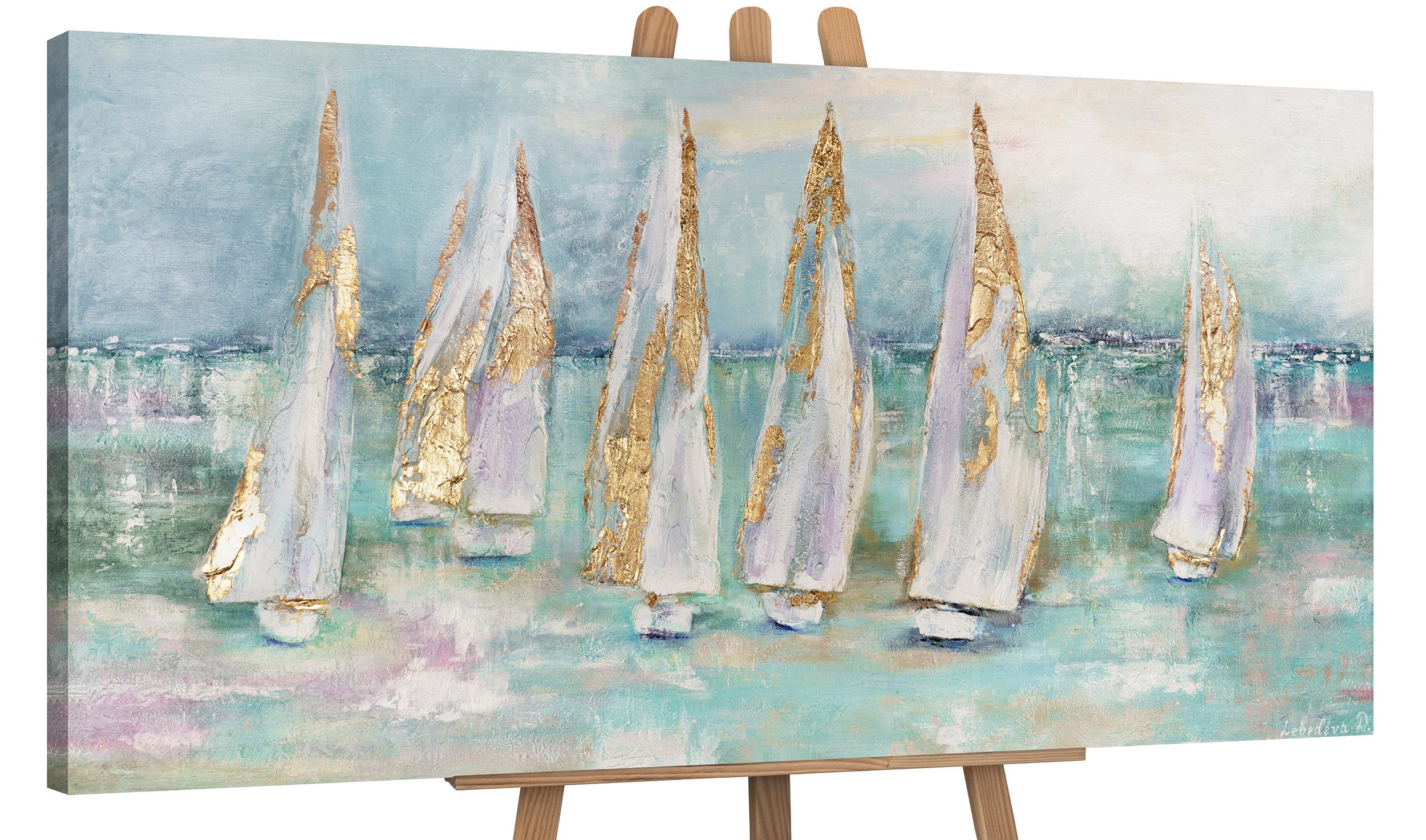 YS-Art Gemälde Segelboote, Meer, Leinwand Bild günstig online kaufen