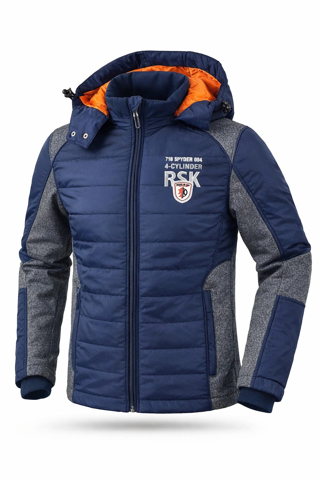 STATE of ART Steppjacke Herren Steppjacke Übergangsjacke Racing Berlin Sport blau mit abnehmbarer Kapuze