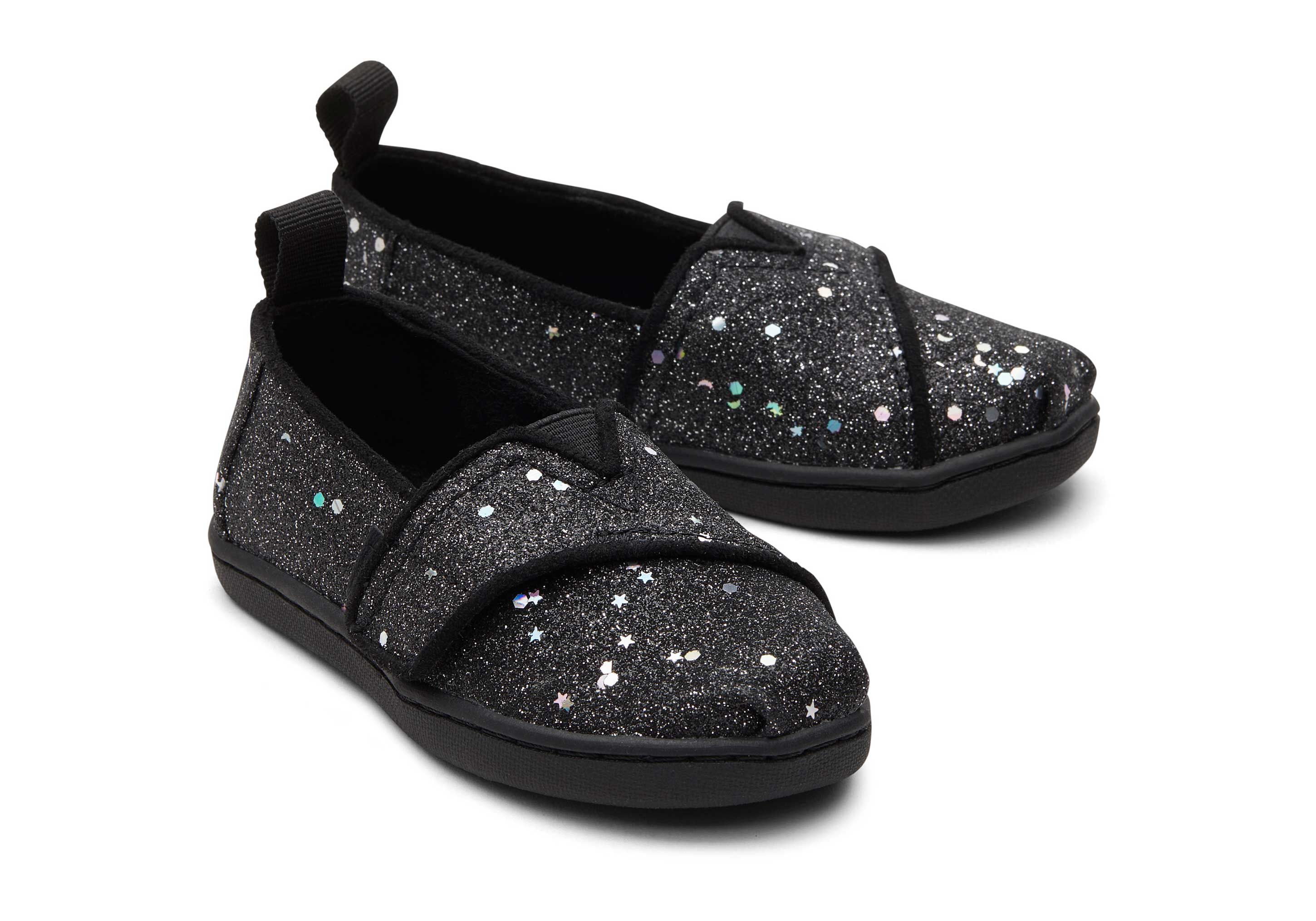 TOMS Tiny Alpargata Gold Sparkle Bow Toddler Shoe Slip-On Sneaker