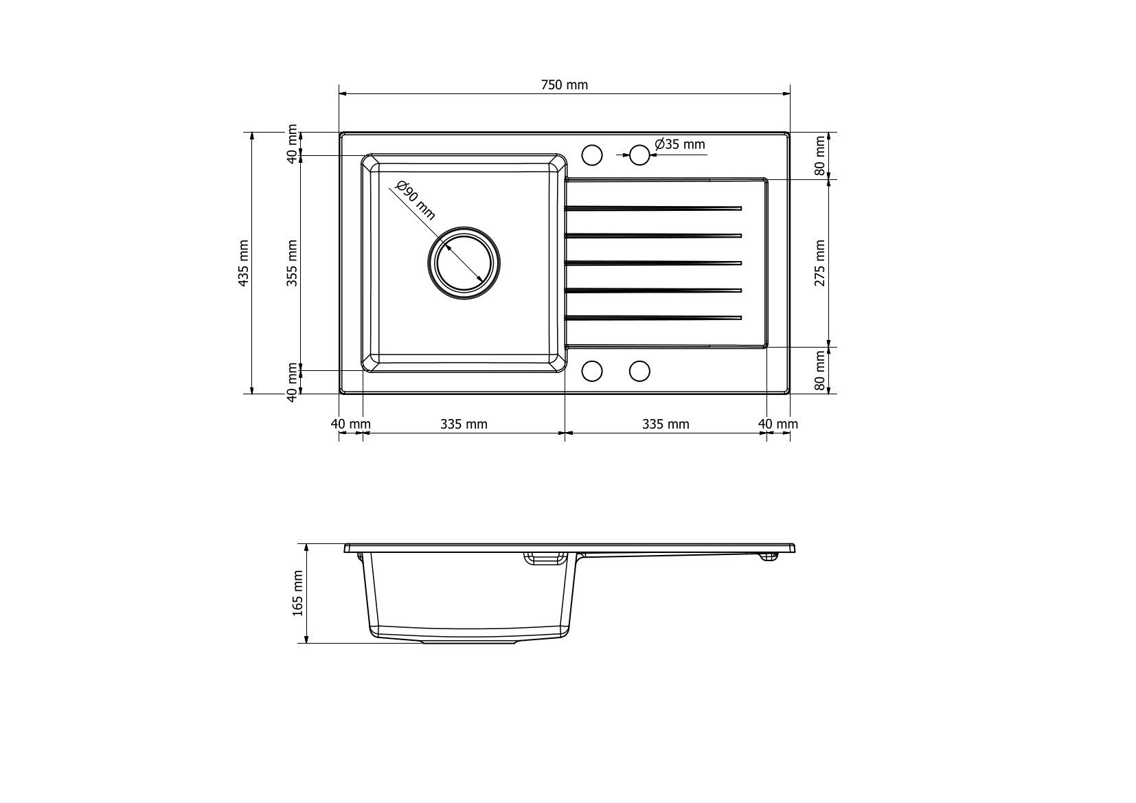 Faizee Furniture Granite Sink Faizee Home Granite Sink Alisha 75x43.5 cm Beige – Faucet & Siphon, rectangular, 75/43.5 cm, scratch-resistant, heat-resistant up to 280 °C, reversible installation, easy to clean, incl. faucet & siphon set, (complete set, complete set with matching faucet & siphon set), reversible installation, scratch-resistant, heat-resistant, with faucet & siphon