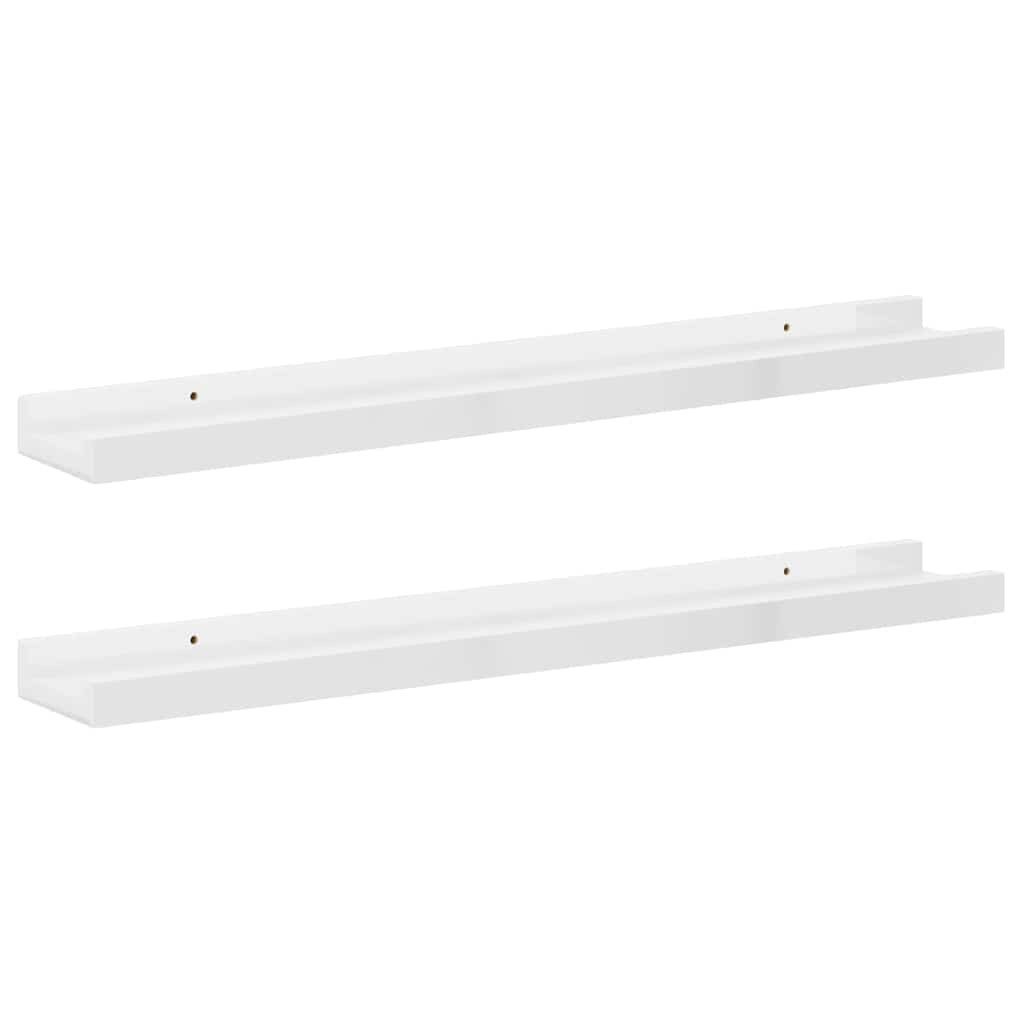 furnicato Wandregal Praktisches aus MDF 60 x 9 x 3 cm in Hochglanz-Weiß, 2-tlg., Stabiles Schweberegal mit 5 kg Belastbarkeit für das Wohnzimmer