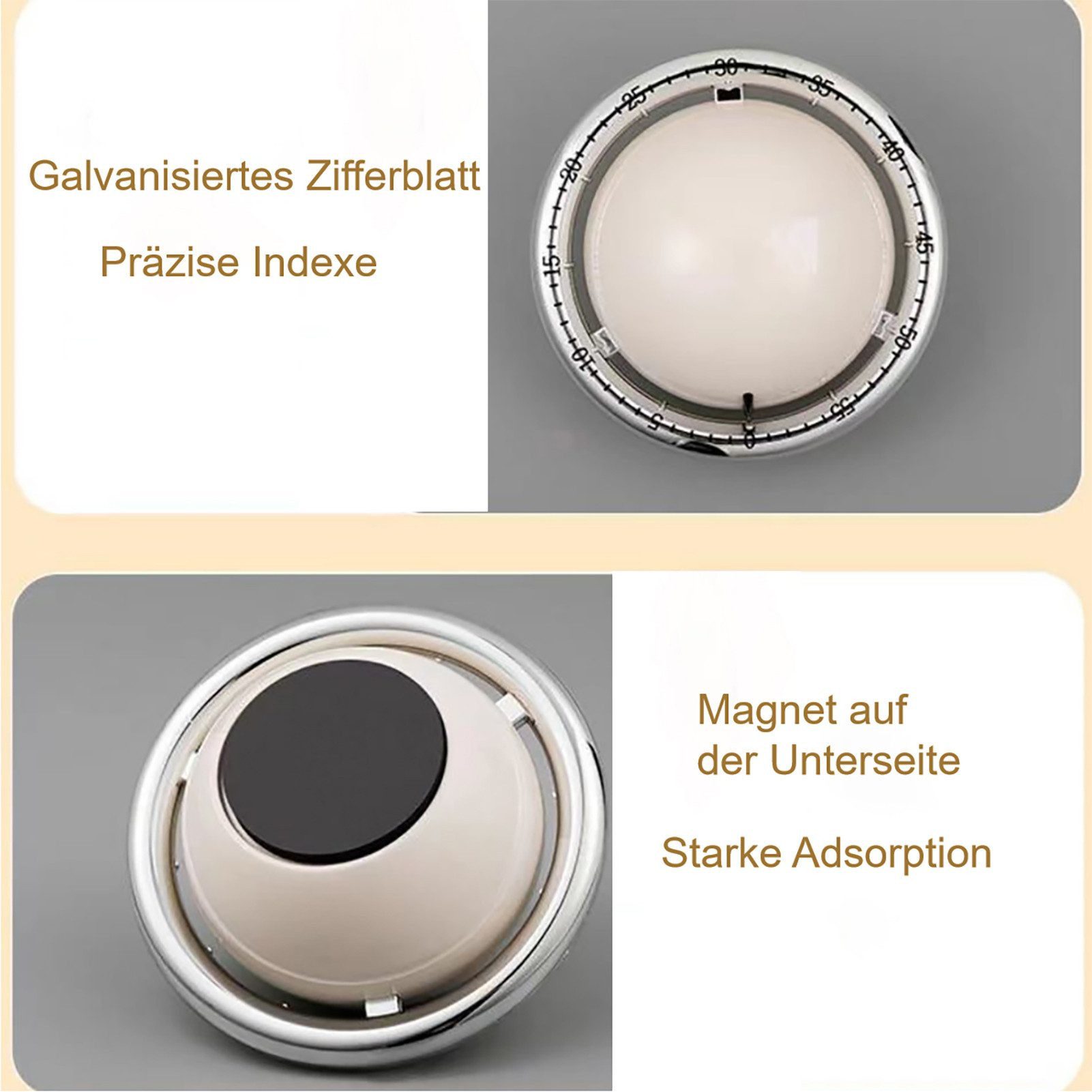 Jumpeak Küchentimer Küchentimer mechanisch – ringförmig, ohne Batterie, Schwarz & Weiß Küchenhelfer, Zeitmanagement, visueller Timer für Kinder & Senioren