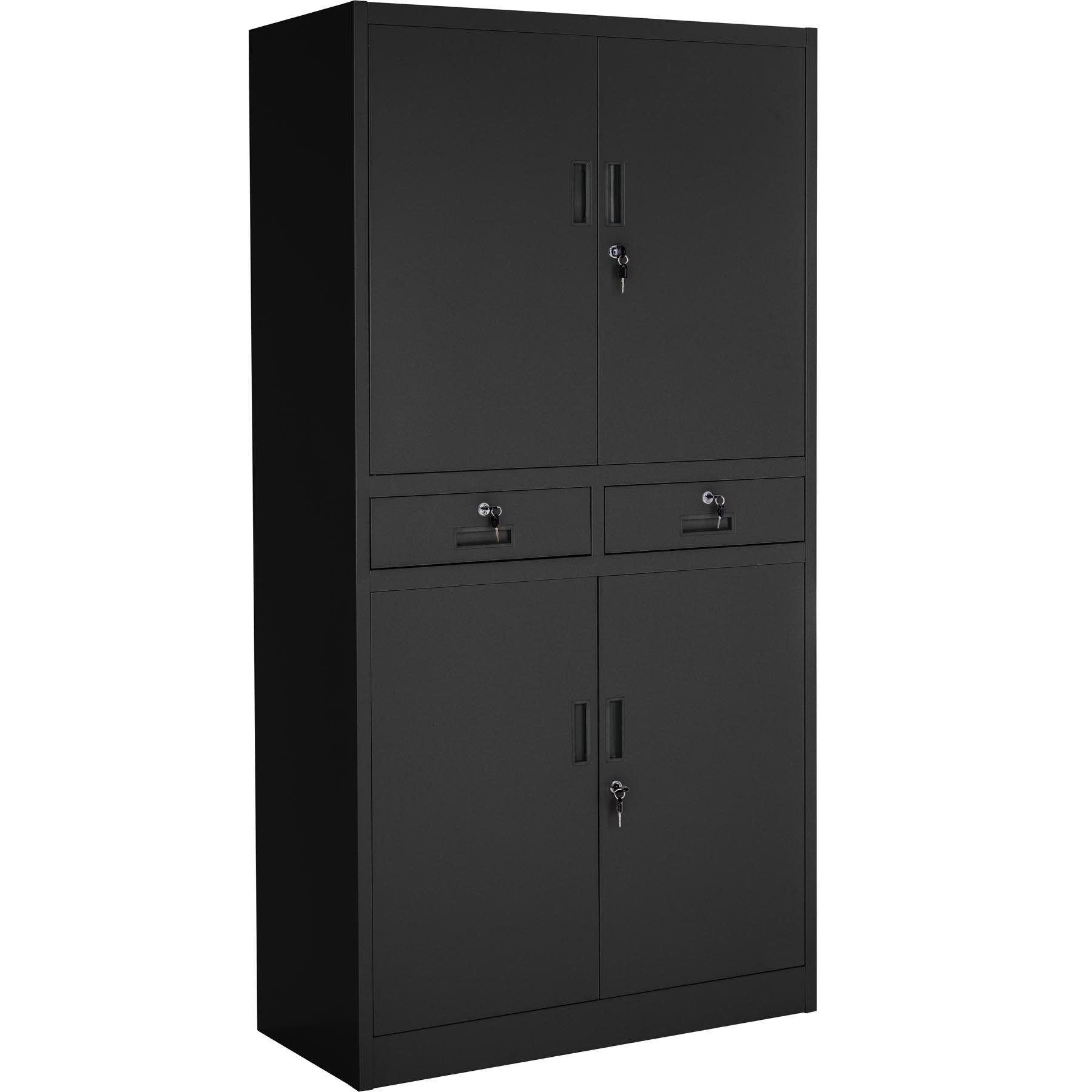 tectake Aktenschrank 1-St., 2 inkl. Cosmo | 40x80x180cm schwarz Aktenschrank mit Schlüssel) schwarz 8 Aktenschrankschlüssel (Komplettset, Schubfächern