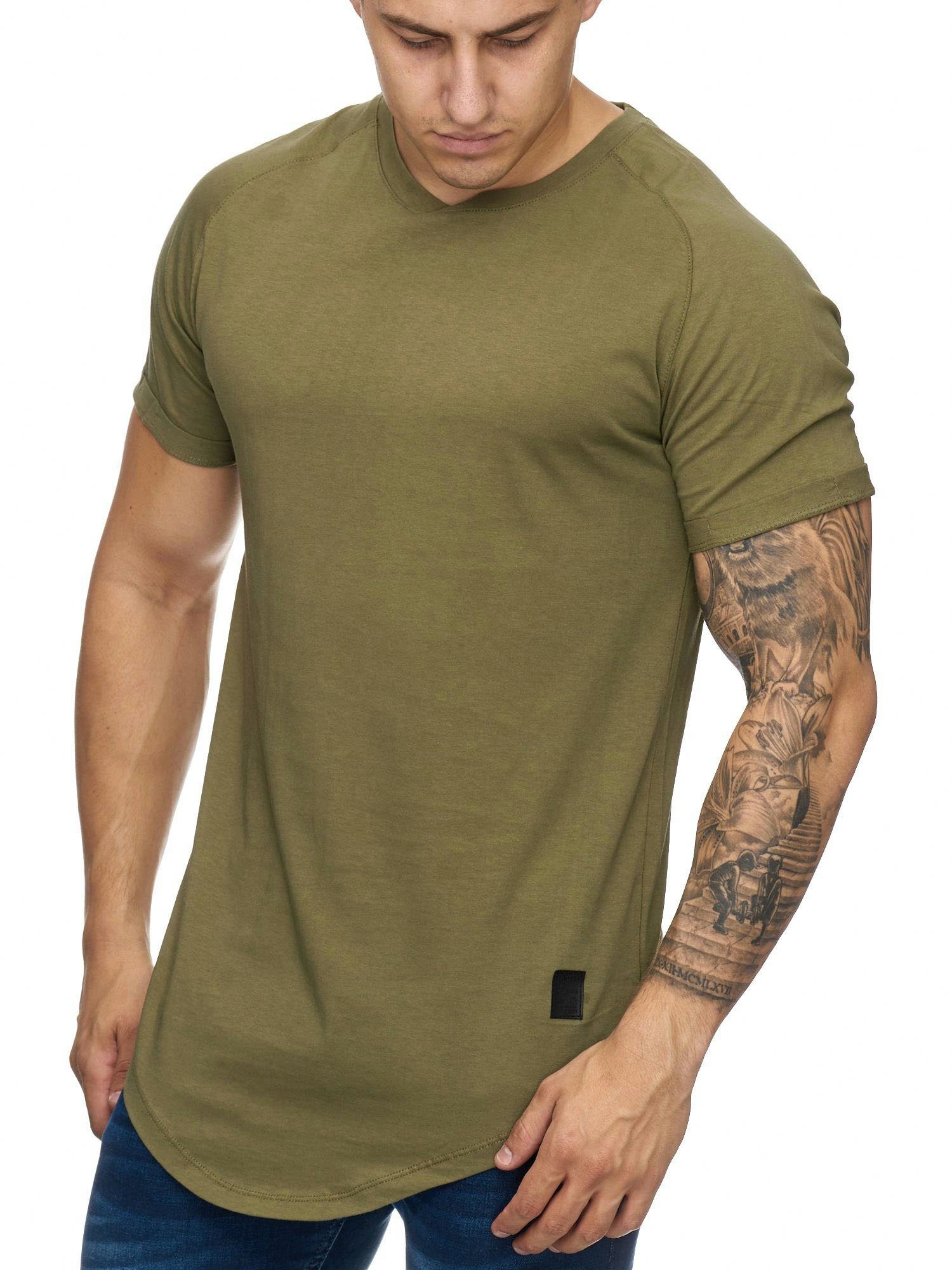 1-tlg., im Polo modischem T-Shirt 9010C Casual Design) Kurzarmshirt (Shirt Grün Fitness Tee, Freizeit OneRedox