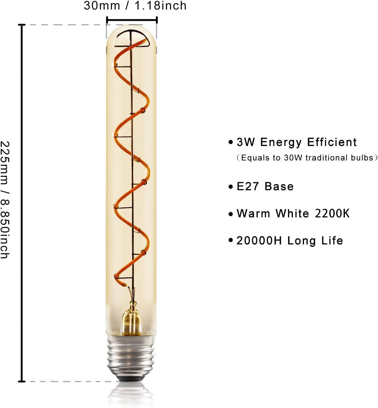 ZMH LED-Leuchtmittel Edison Glühbirne Röhrenlampe E27 4W Vintage Warmweiß, E27, 3000k