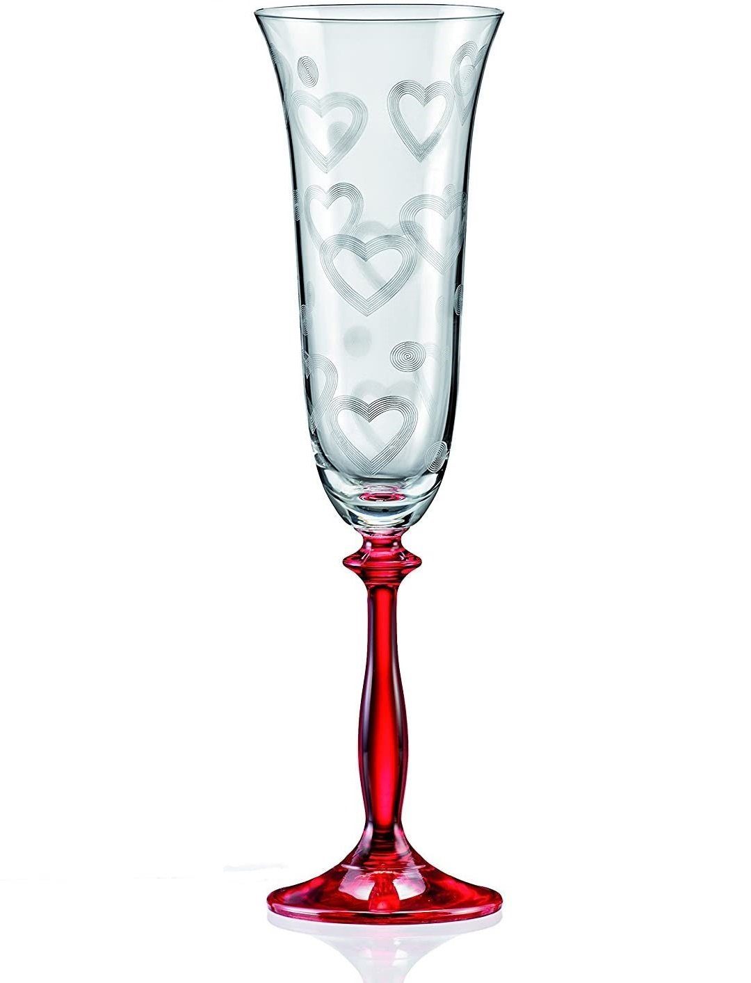 Crystalex Sektglas Love 2er Set 190 ml, Kristallglas, farbig, Herz Gravur