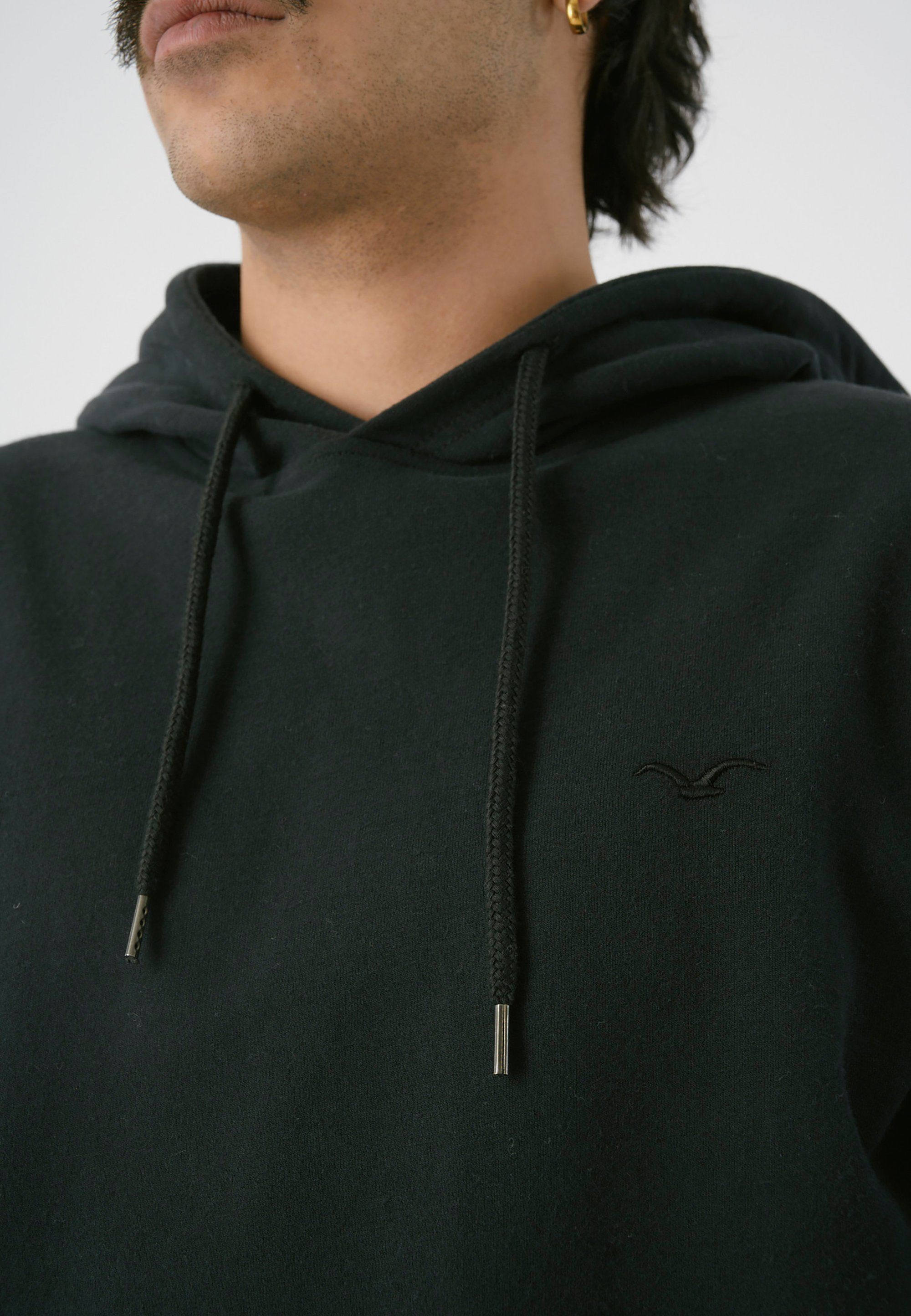 Cleptomanicx schwarz Schnitt mit lockerem Kapuzensweatshirt Ligull