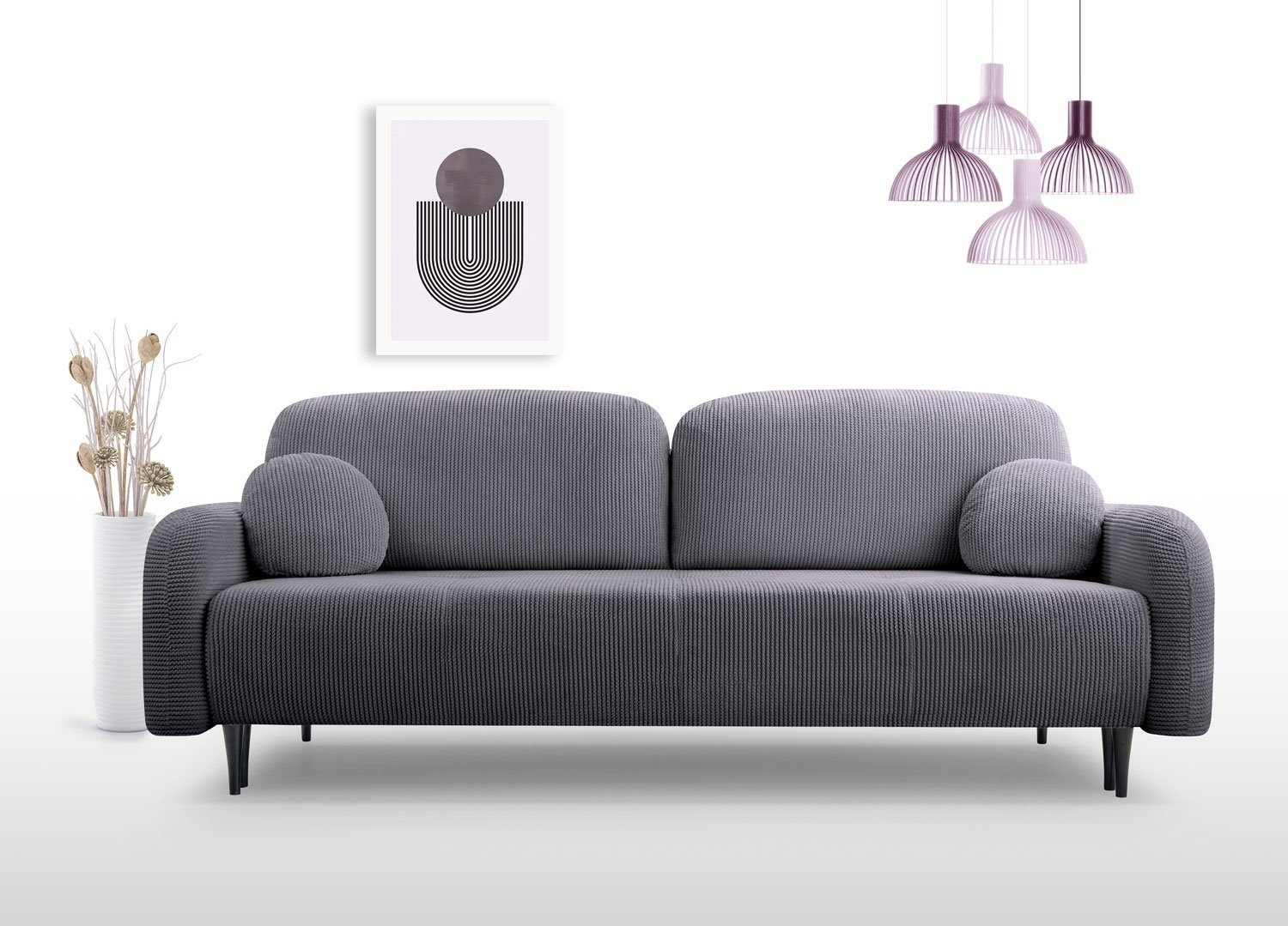 Feldmann-Wohnen 2-Sitzer Cloud, 230cm Farbe wählbar mit Schlaffunktion und Bettkasten anthrazit