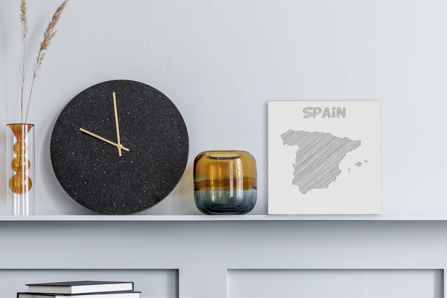 einer St), Wohnzimmer Bilder Schwarz-Weiß-Abbildung OneMillionCanvasses® Leinwandbild Spanien, Leinwand (1 Skizze von Schlafzimmer für