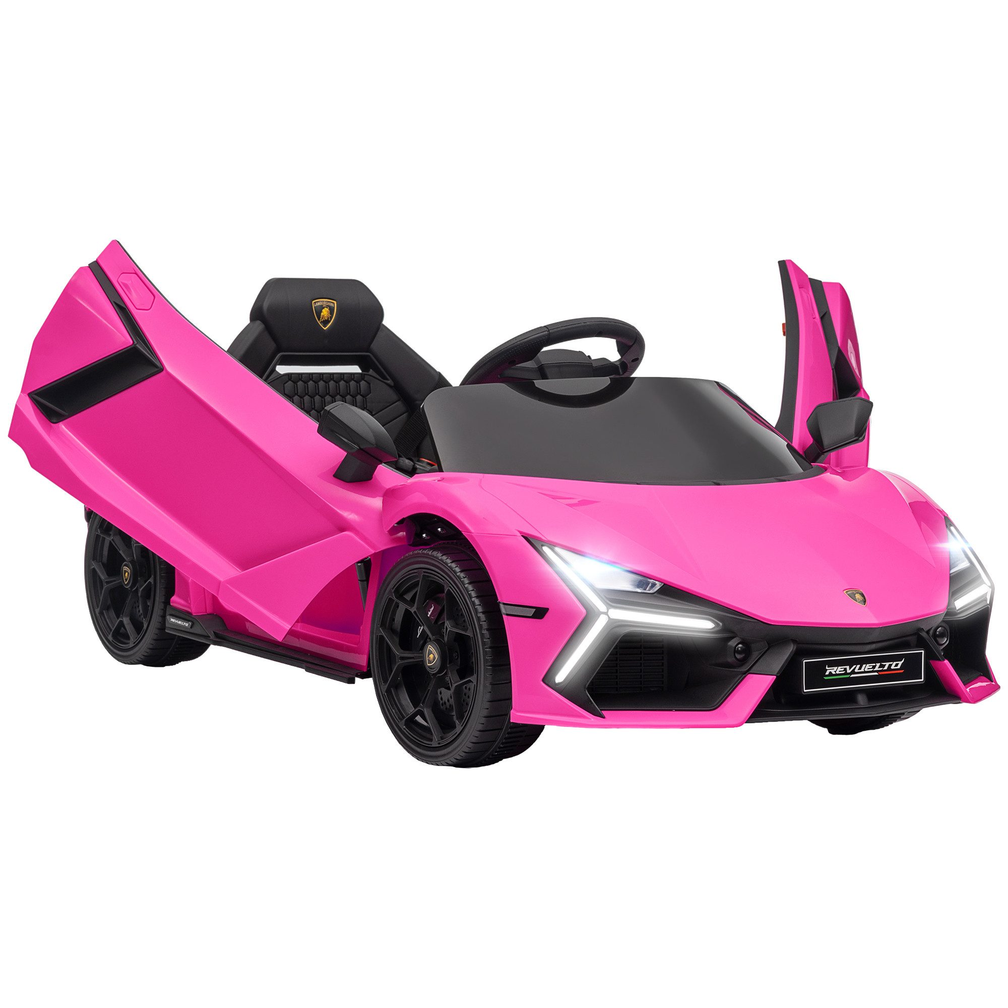 AIYAPLAY Elektro-Kinderauto 12V Lamborghini mit 2,4G Fernbedienung, USB/MP3-Anschluss, Belastbarkeit 25 kg, (1-tlg), bis 5 km,h, für Kinder 3-5 Jahre, Rosa