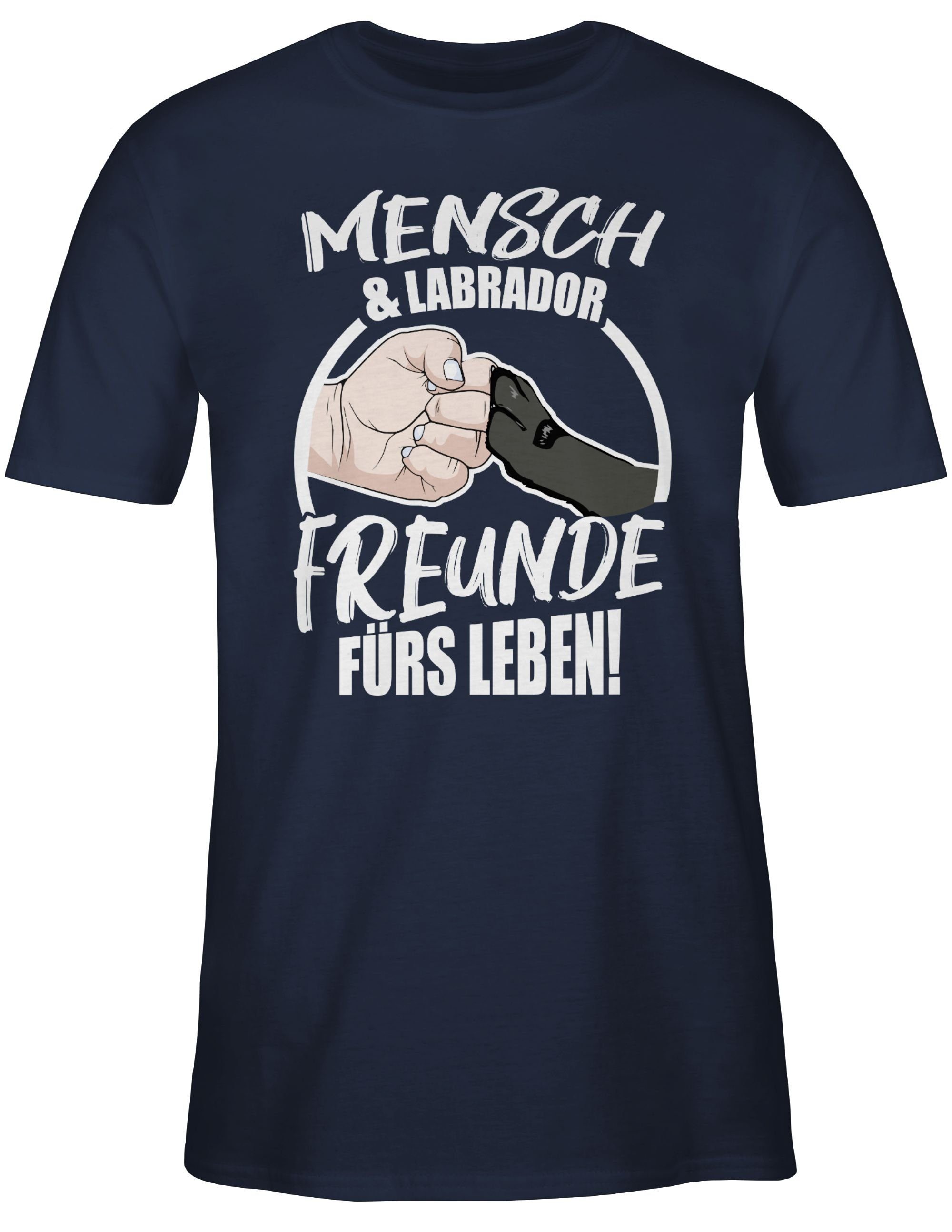 Shirtracer T-Shirt Mensch & Labrador Blau Geschenk für 2 fürs Hundebesitzer Leben Navy Freunde