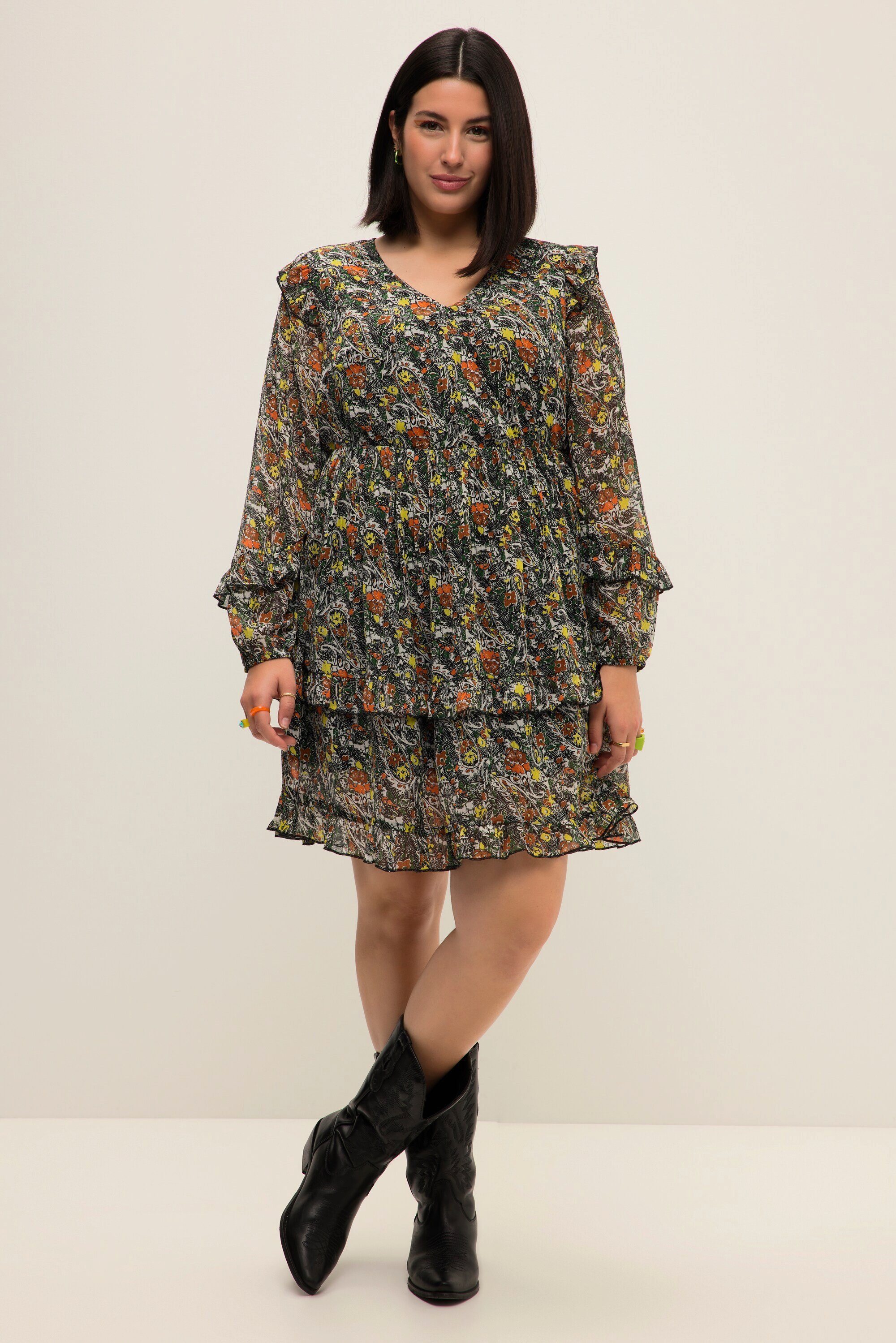 Minikleid Minikleid A-Line Paisley Print V-Ausschnitt