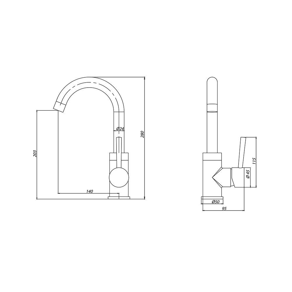 Aloni Waschtischarmatur CR7820-5B mit Keine) Aloni drehbarem Waschbeckenarmatur (einzel, Ensy 1-St., Einhebel