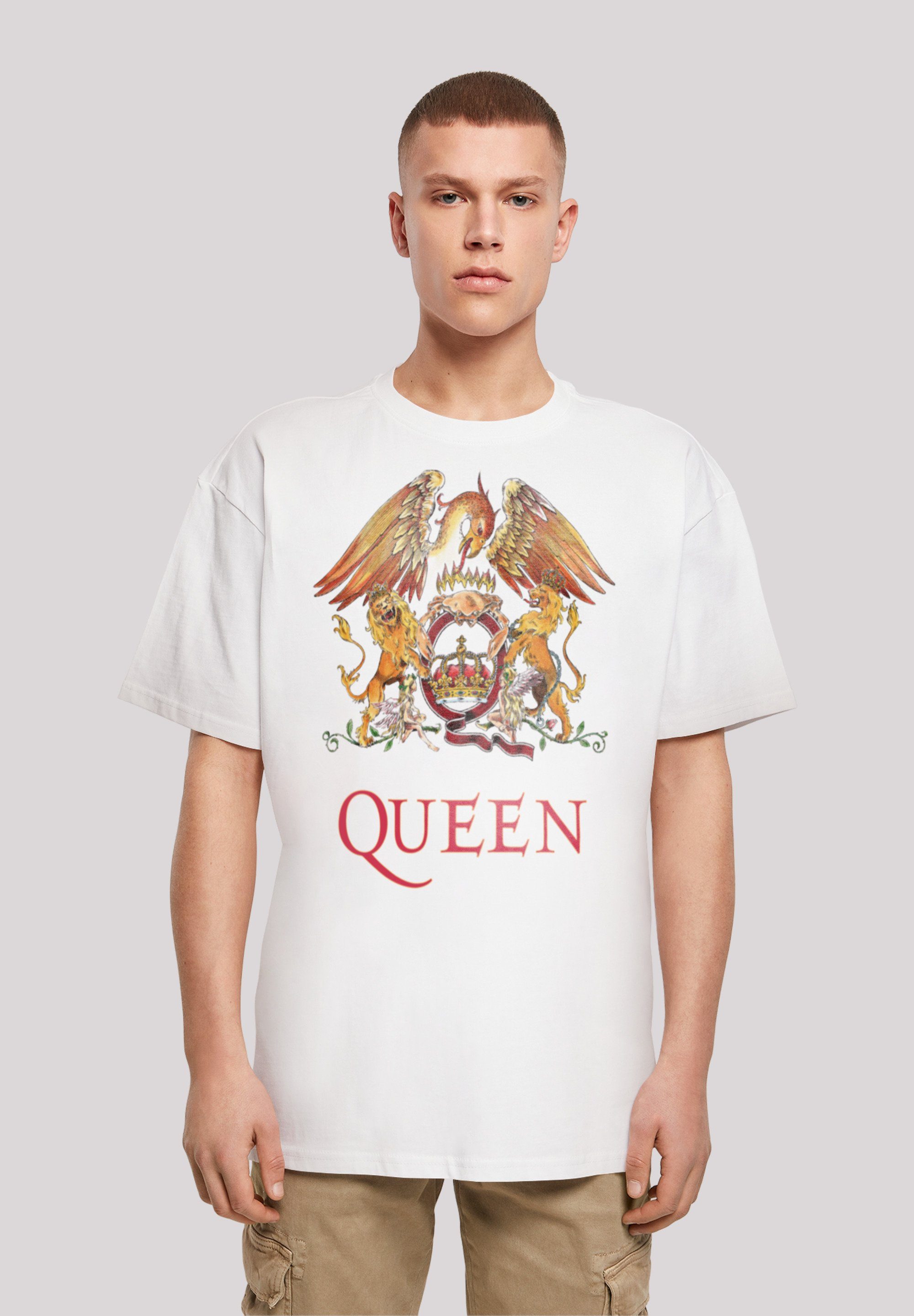 Print, Schultern Weite Rockband Passform Black F4NT4STIC T-Shirt überschnittene und Classic Queen Crest