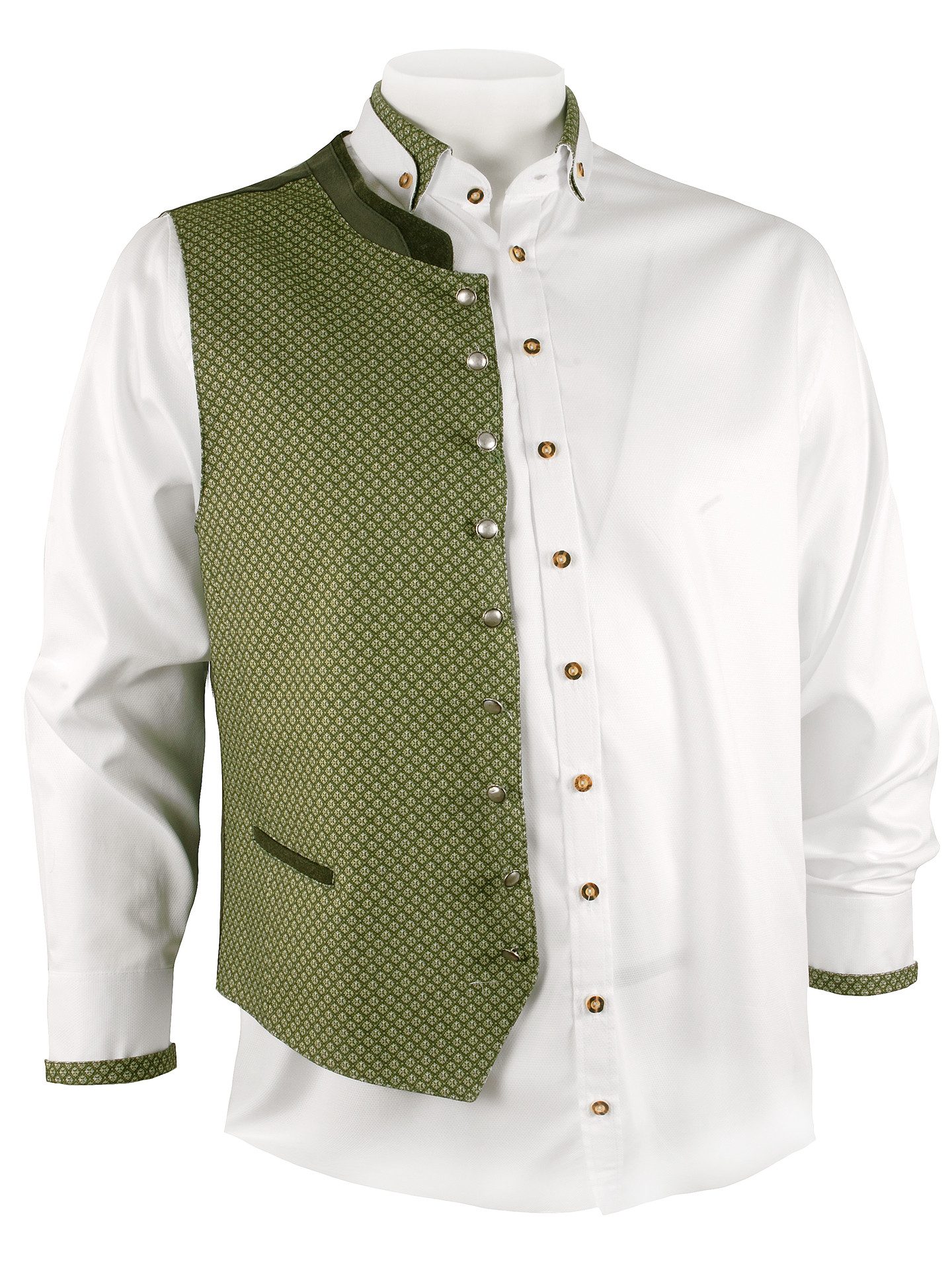 Moschen-Bayern Trachtenhemd Trachtenhemd SLIM FIT Herren Stehkragen Wiesn-Hemd Herrenhemd Weiß