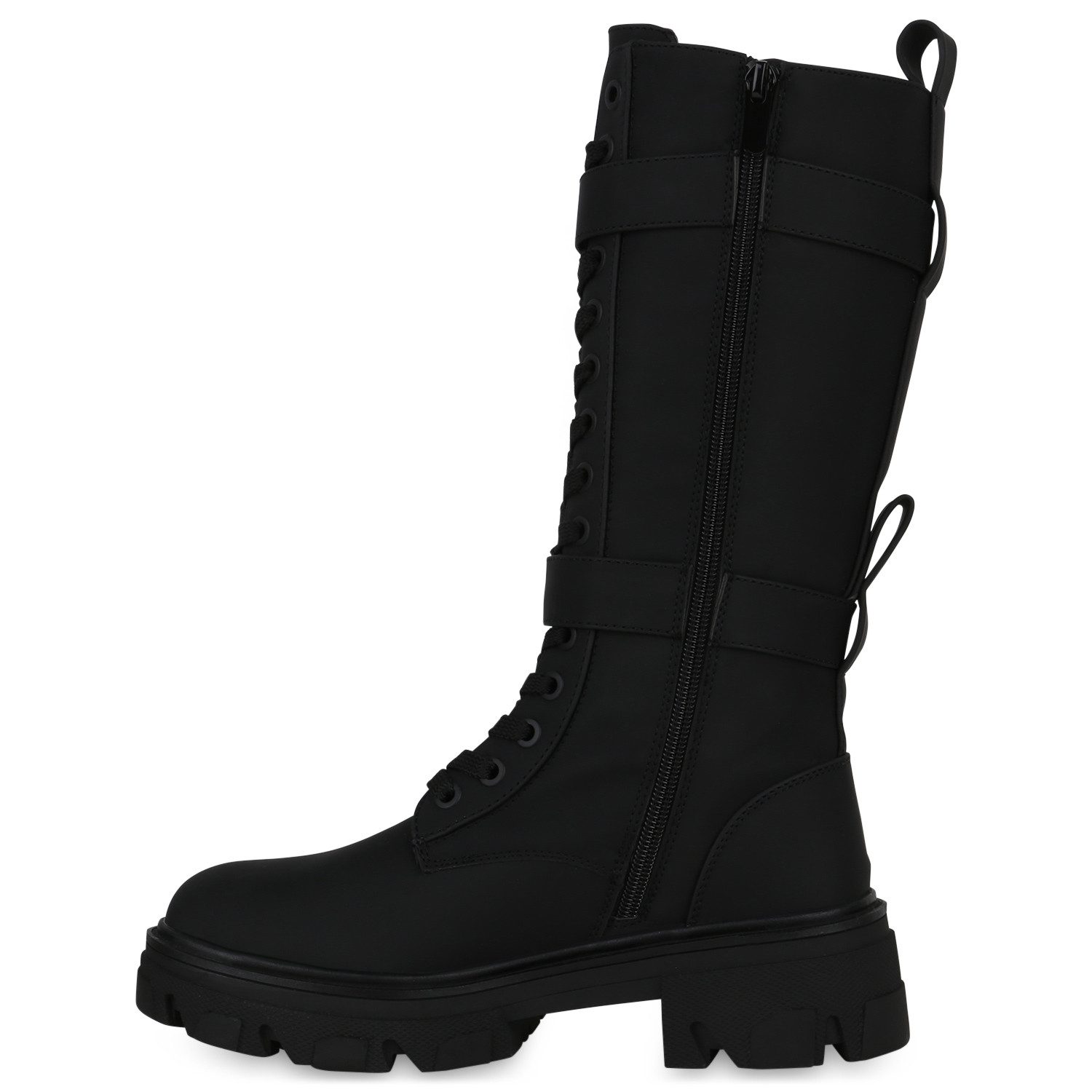 VAN HILL 840530 Schnürstiefel Damen Schnürstiefel Stiefel Schnallen Profil- günstig online kaufen