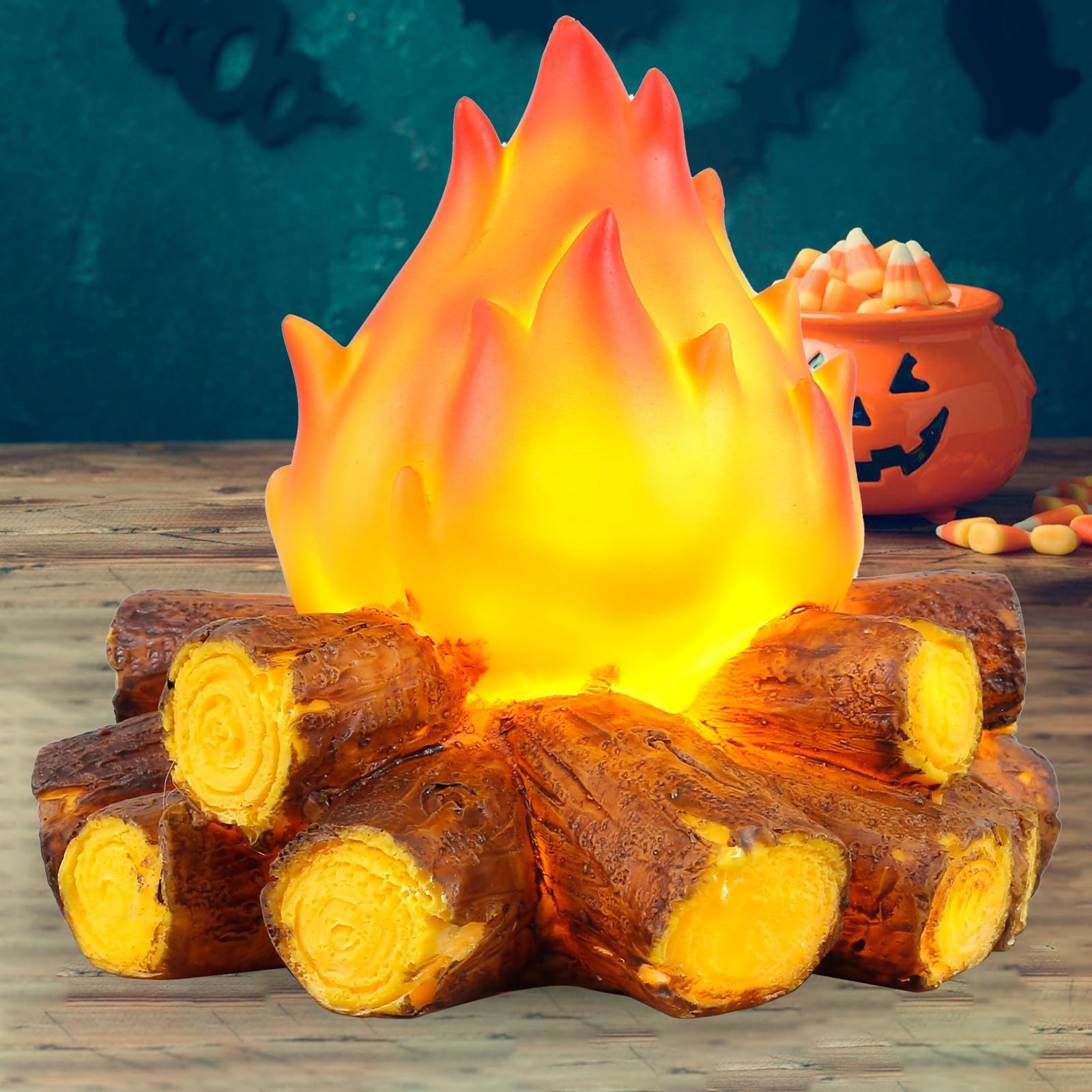 Jibenhome LED Nachtlicht LED Dekolicht Flammenlampe,LED Flammen Ночные огни, LED fest integriert, USB & Batteriebetrieben,für Halloween,Weihnachtsdekoration