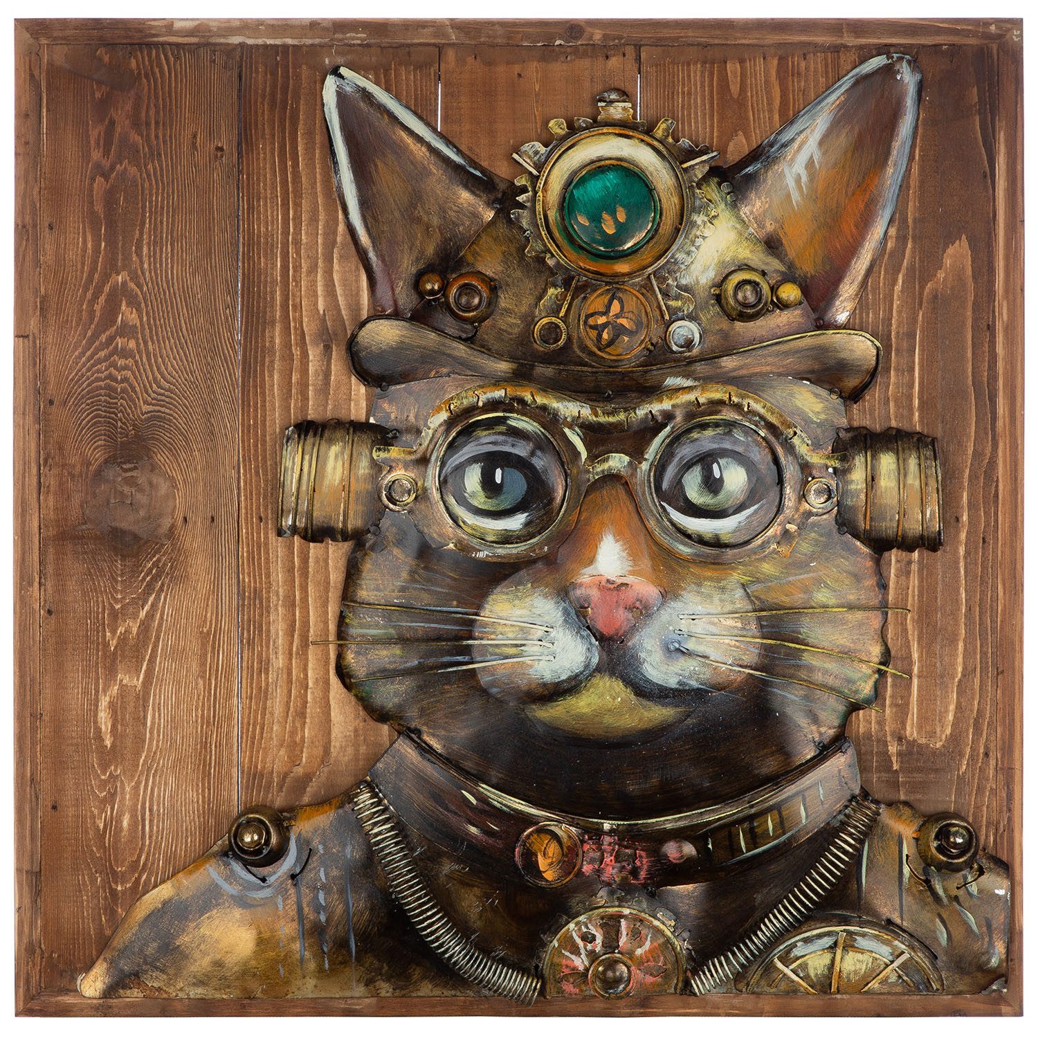 GILDE Leinwandbild Bild quadratisch Steampunk Cat, Tiere (1 St)