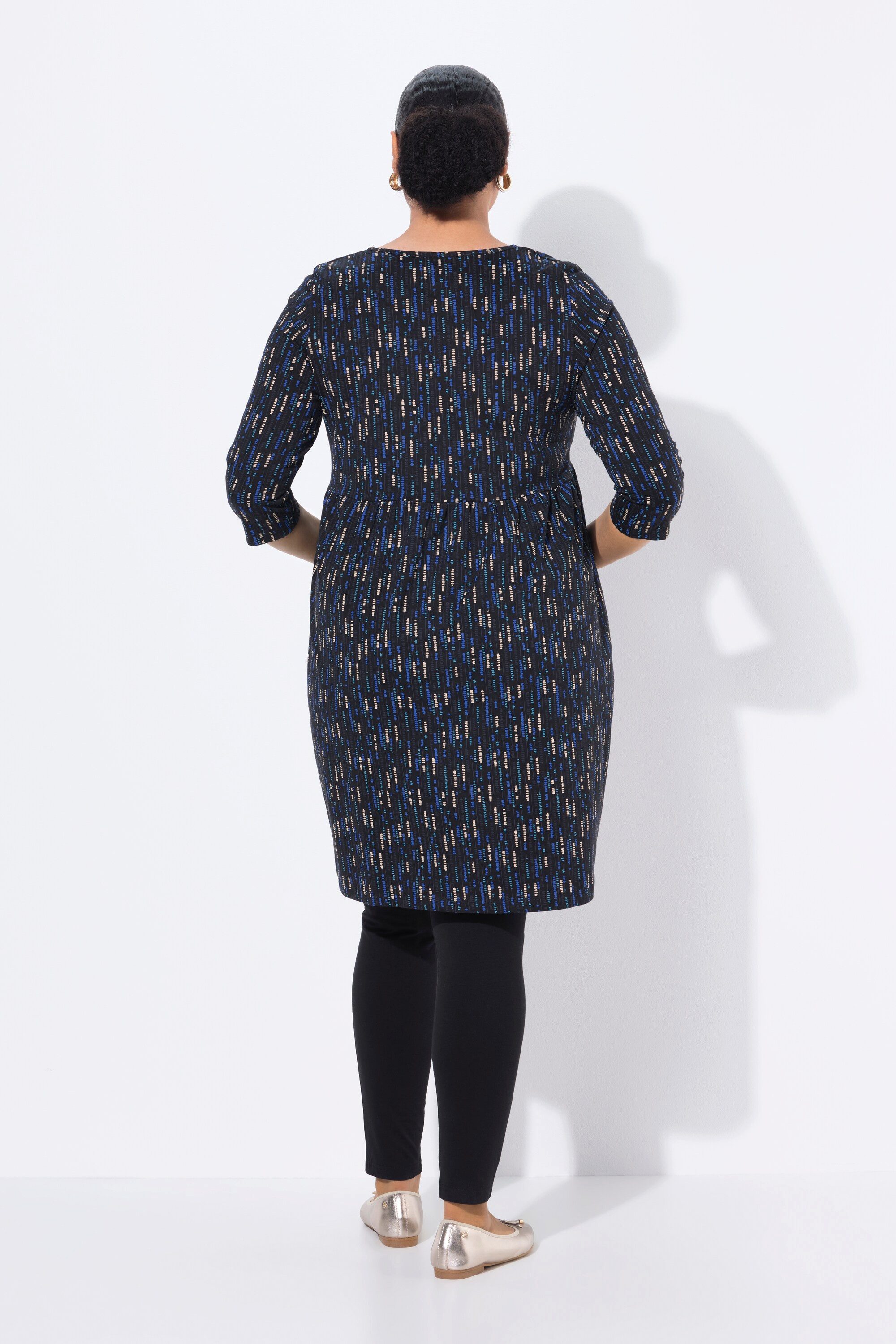 Ulla Popken Longshirt Longshirt A-Linie Tunika-Ausschnitt 3/4-Arm