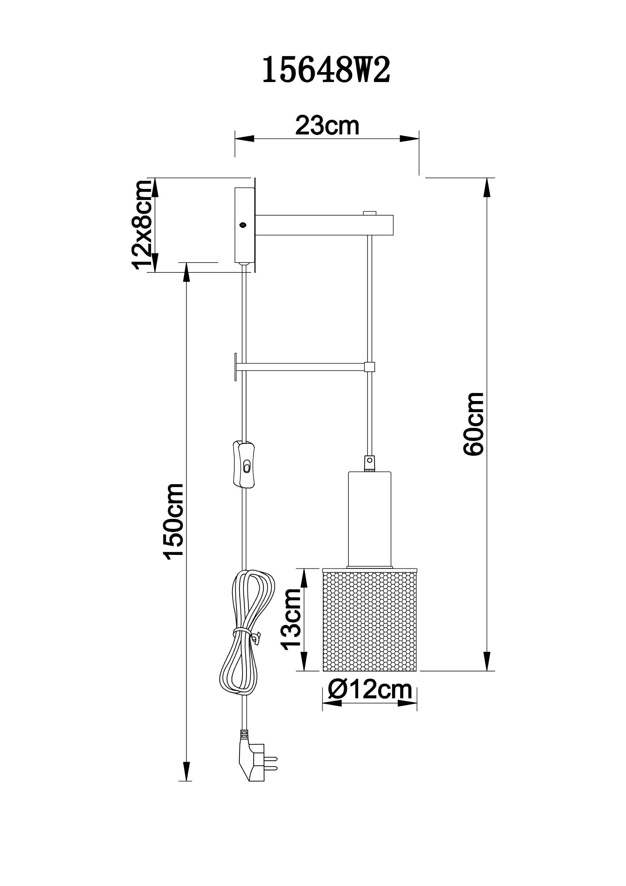 Wandleuchte BH cm Lighting GLOBO 12x60 GLOBO (BH Wandleuchte JEDD 12x60 LEUCHTEN cm) Wandleuchte, schwarz