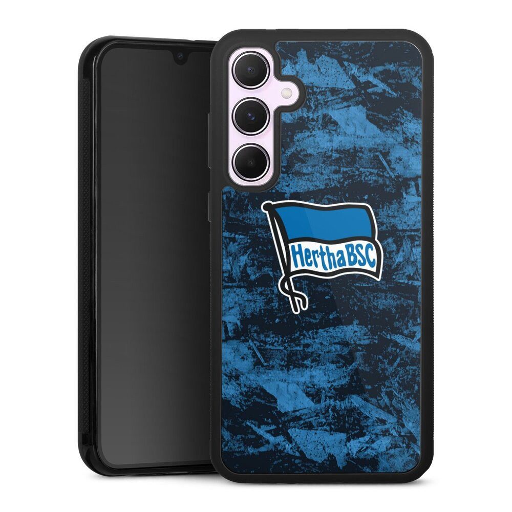 DeinDesign Handyhülle Hertha BSC Flagge Logo Hertha BSC Logo, Grunge, Samsung Galaxy A55 5G Gallery Case Glas Hülle