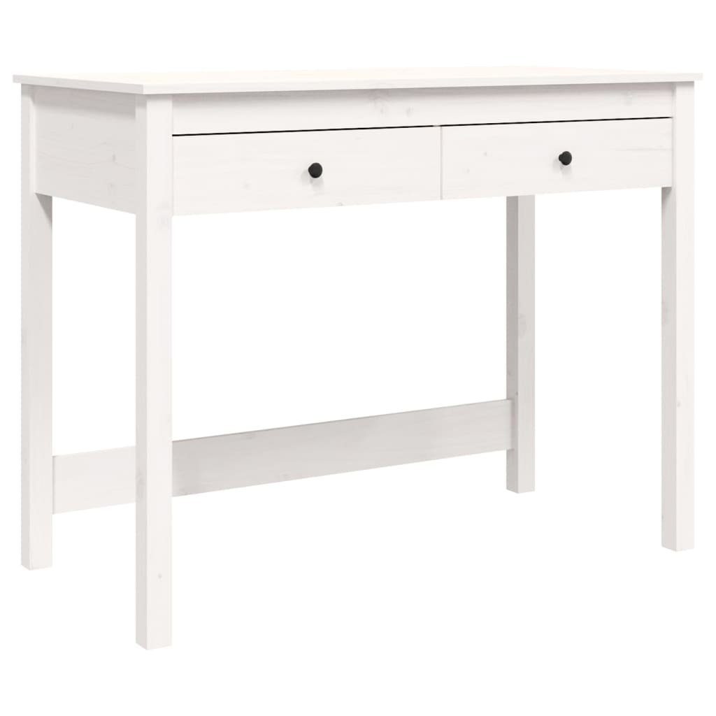 furnicato Schreibtisch mit Schubladen cm 100x50x78 Kiefer Massivholz Weiß