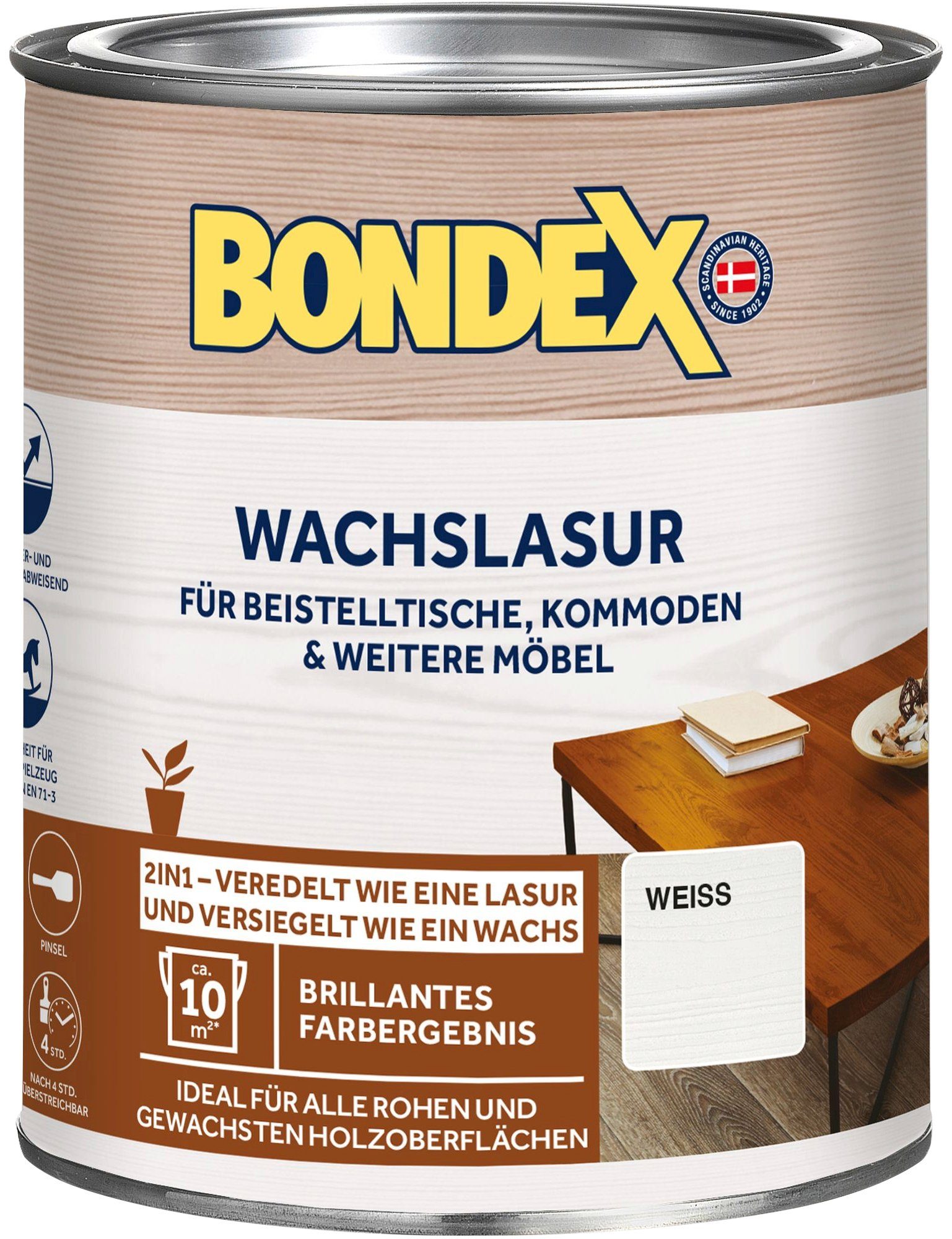Bondex Holzschutzlasur WACHSLASUR, Farblos, 0,25 Liter Inhalt weiß