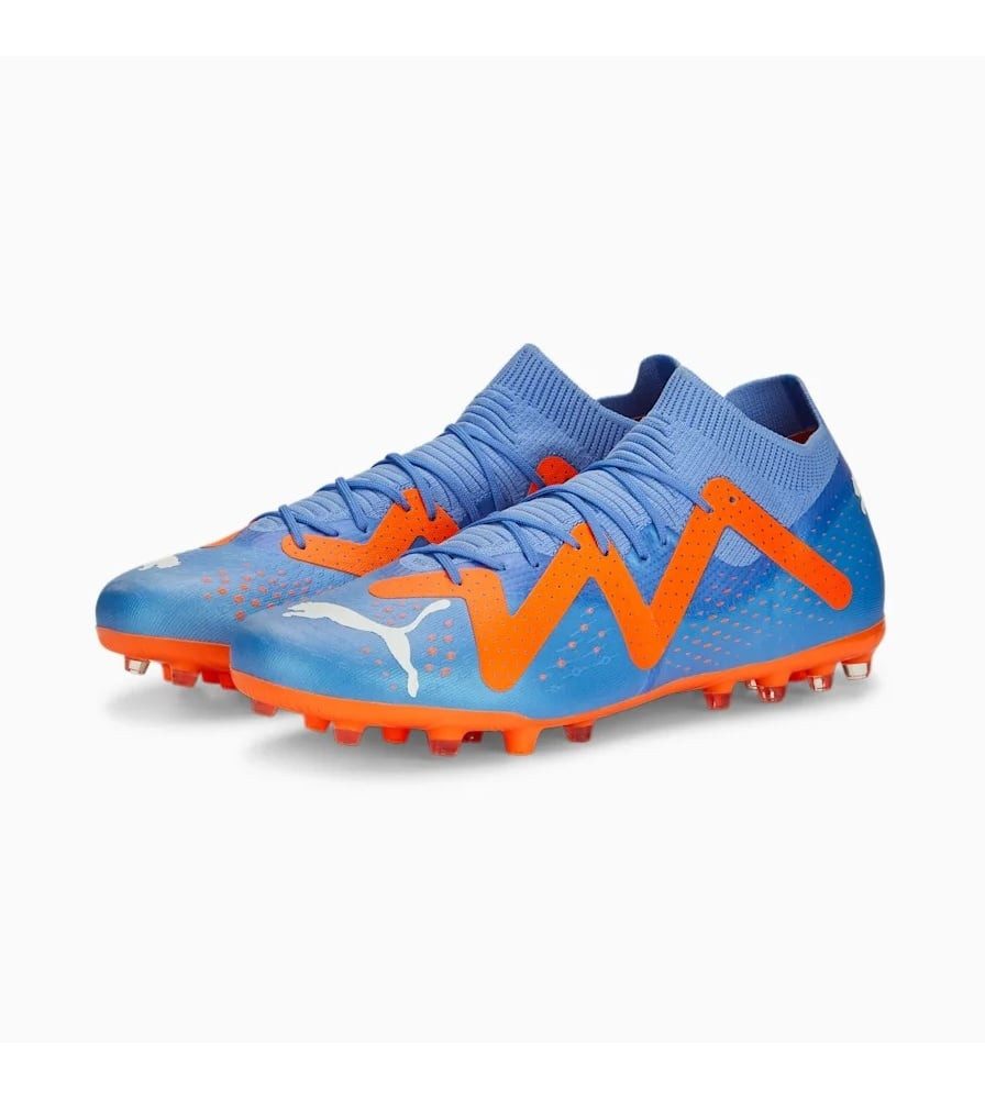 PUMA Future Match MG (für festen Boden/Kunstoberflächen) blau/orange Herren Fußballschuh