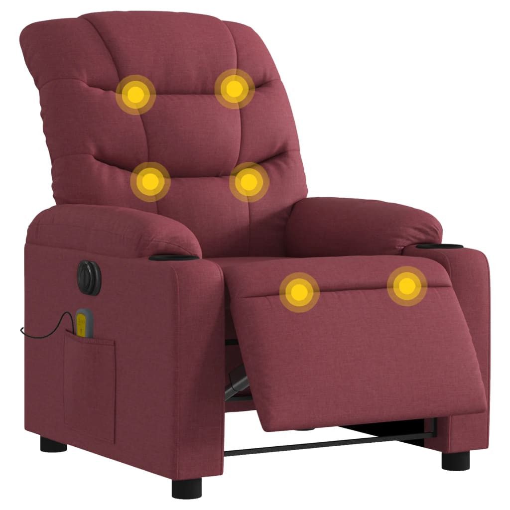 vidaXL Sessel Massagesessel Elektrisch Weinrot Stoff günstig online kaufen