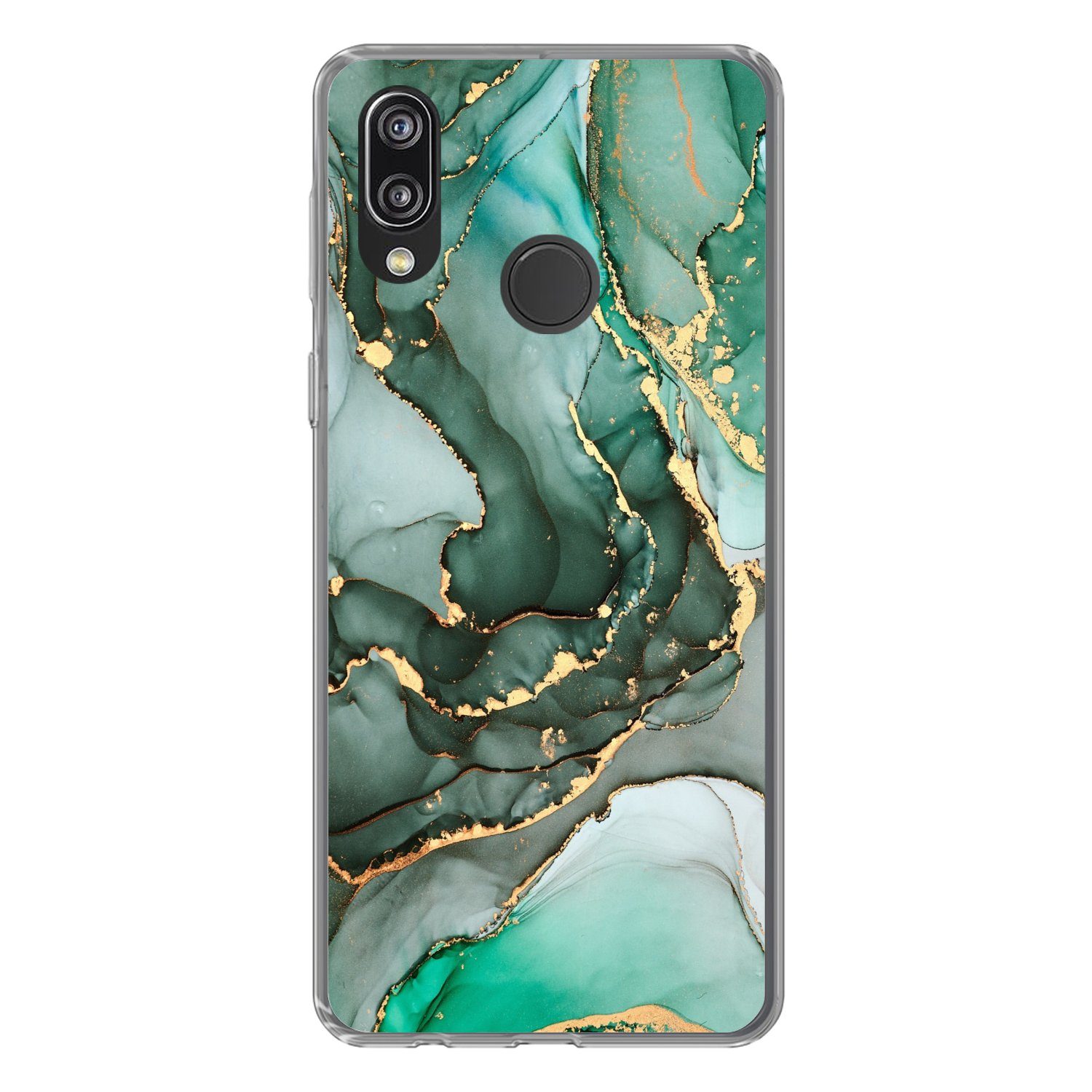 MuchoWow Handyhülle für Huawei P20 Lite (2020) Gold - Marmor - Grün - Luxus - Marmoroptik, Handy Case, Silikon, Bumper Case Dünn