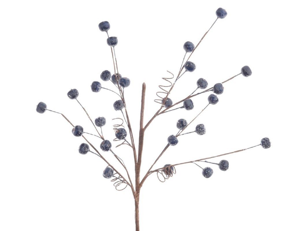 Kunstblume Zweig Dekozweig Beerenstrauß blau Schlehe frostig, Kaemingk