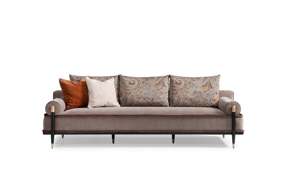 Dreisitzer Luxus Teile, Stoff, Europa 3 JVmoebel 3-Sitzer Couch Made in Grau Sofa Polstersofa Sitzer 1