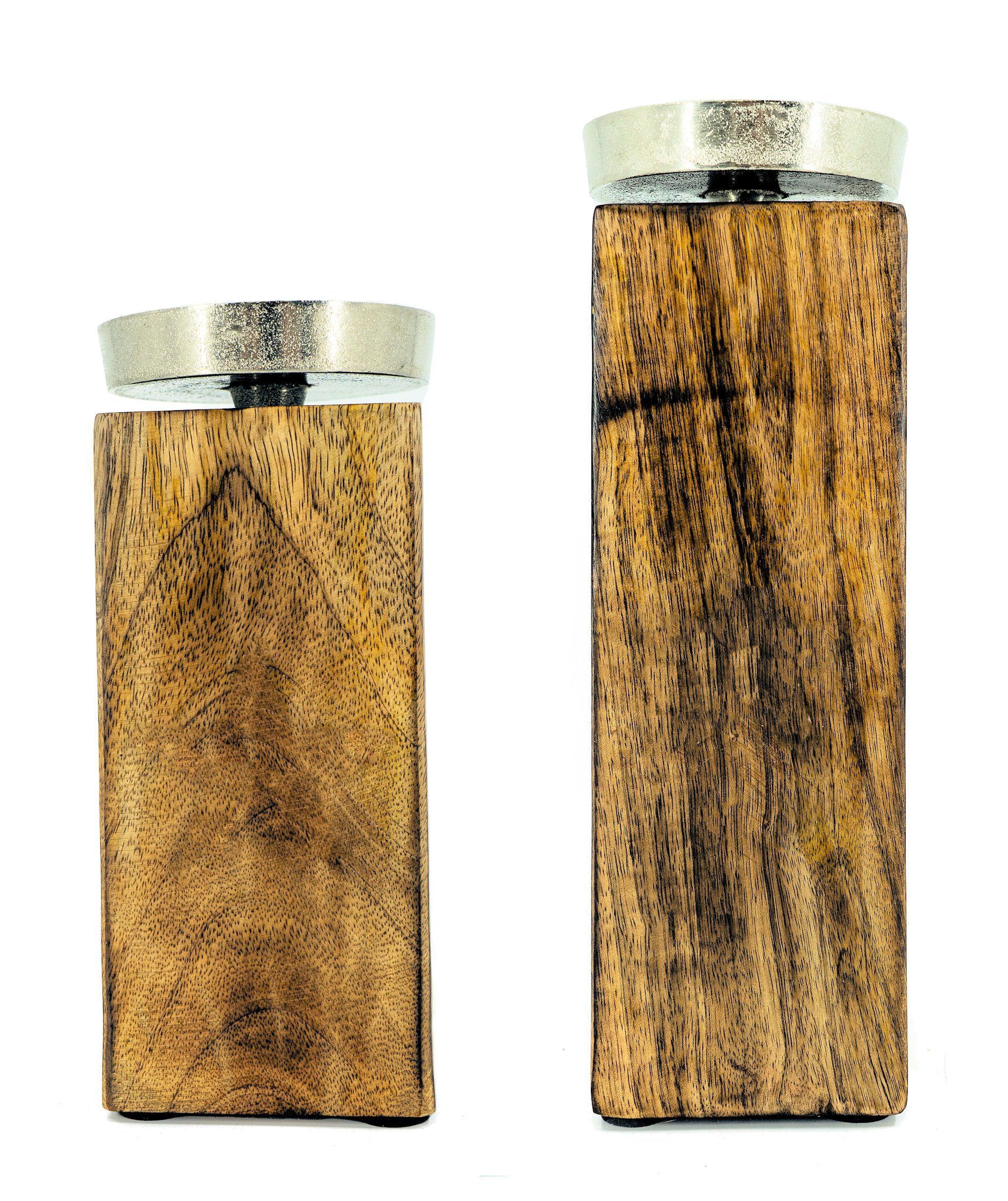 Spetebo Kerzenständer Mango Kerzenständer m. Alu Halter - 2er Set (Set, 2 S günstig online kaufen