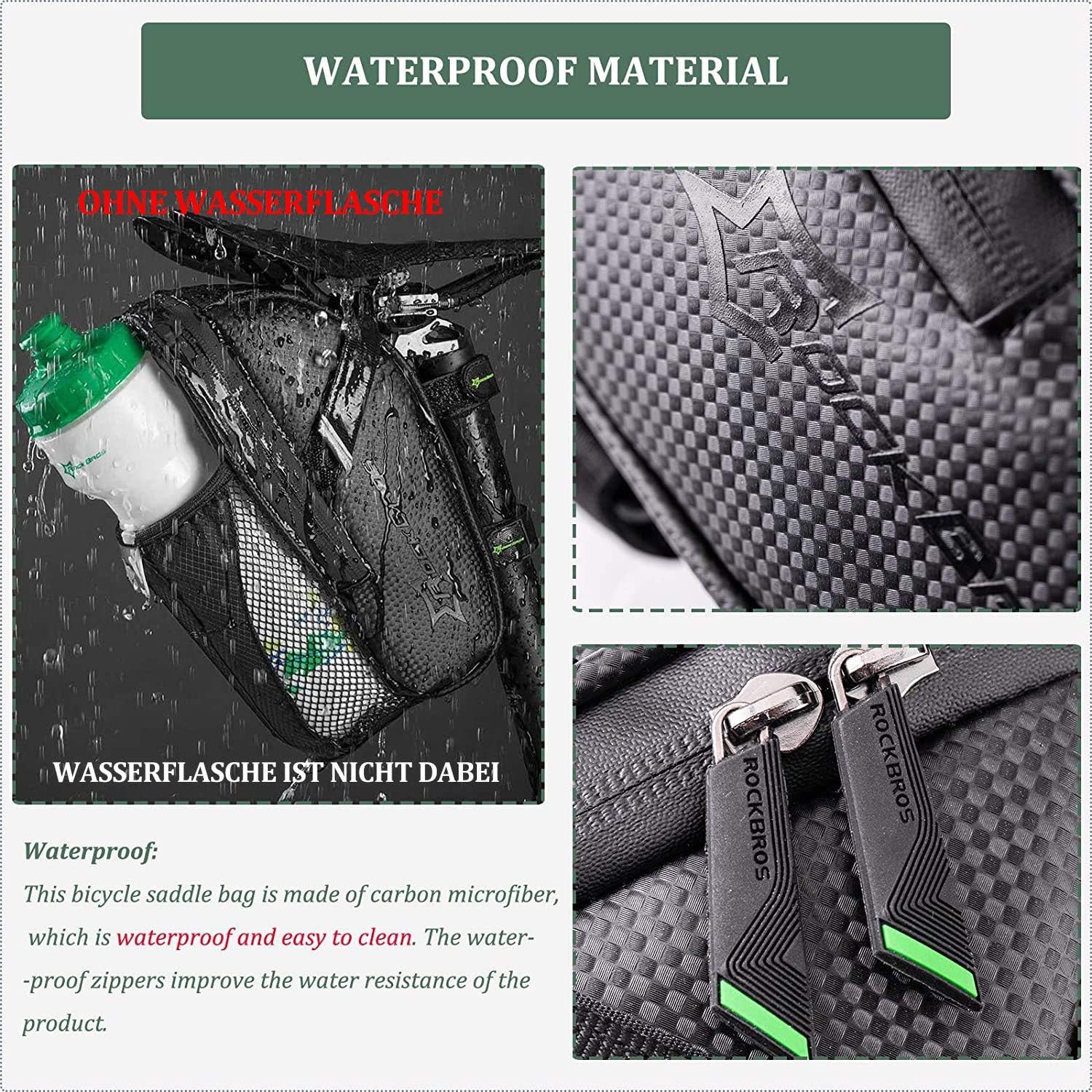 ROCKBROS Satteltasche Satteltasche Fahrrad, Fahrradsatteltasche mit Flaschenhalter, wasserdichte, für MTB Rennrad Kratzfest Reflektierend