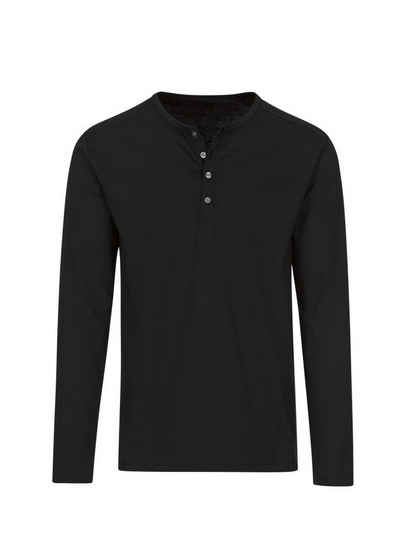 Trigema Longsleeve TRIGEMA Langarmshirt mit Knopfleiste (1-tlg)