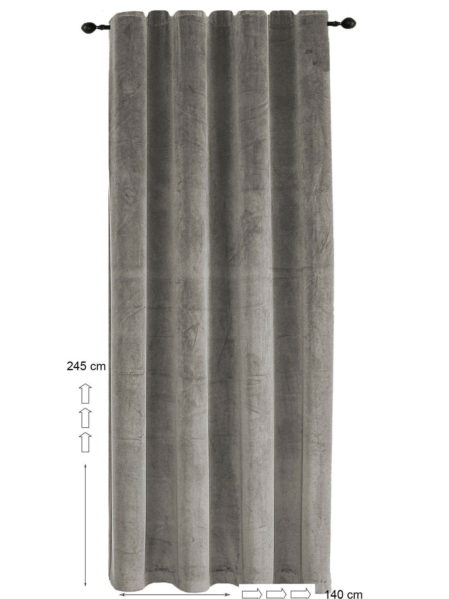 Samt Deko, blickdicht, Kräuselband Polyester Taupe Gardine St), weich Verdunkelung Kräuselband cm und 140x245 Haus (1 Vorhang