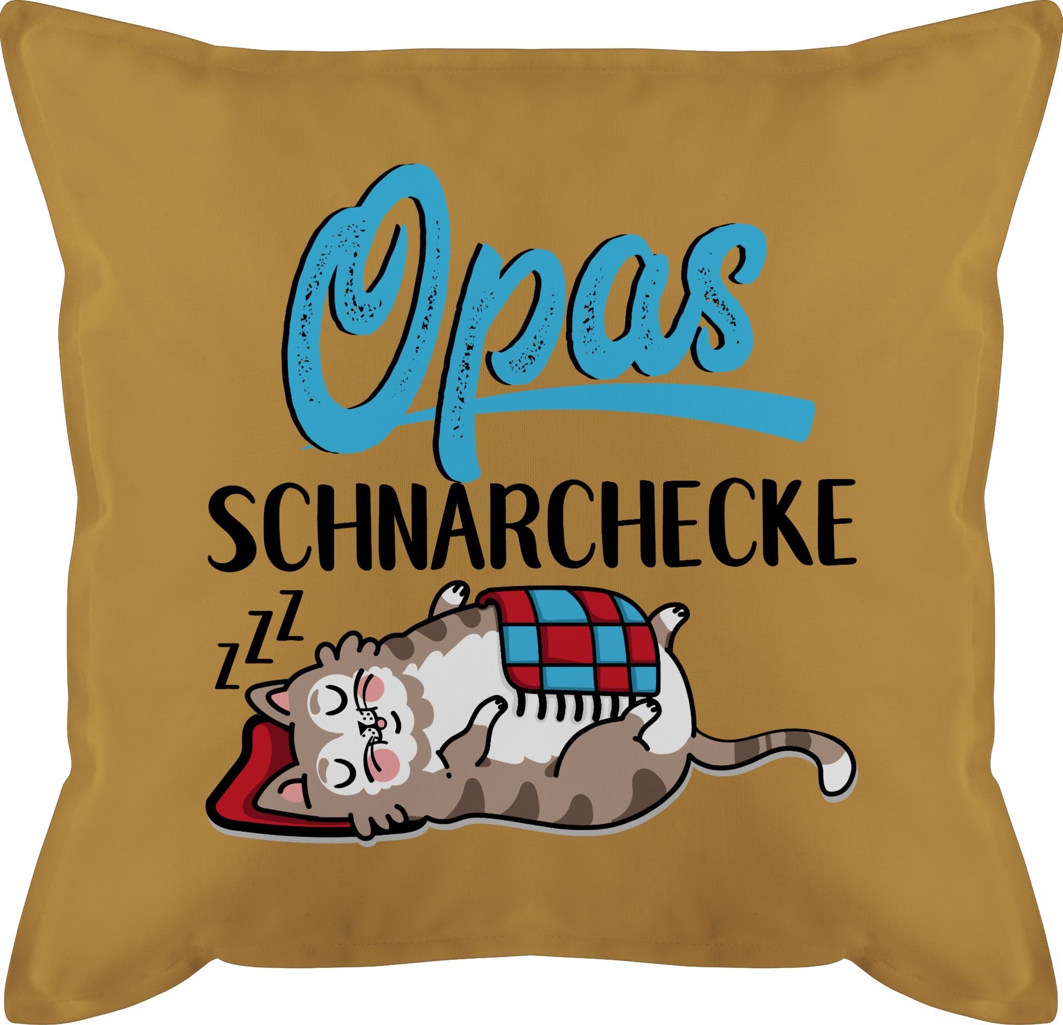 Shirtracer Dekokissen Opas Schnarchecke Katze - schwarz/blau, Opa Großvater 3 Gelb