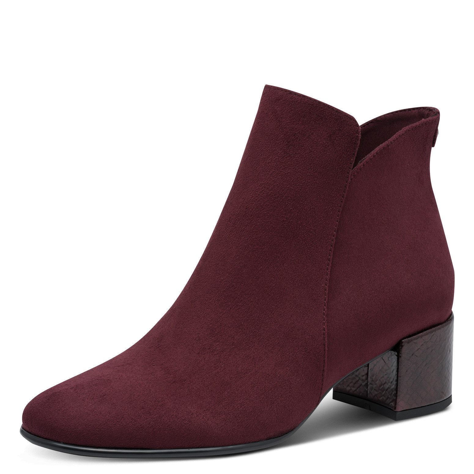 Tamaris Stiefelette Blockabsatz, Ankleboots mit dekorativem Knopf, schmale Form