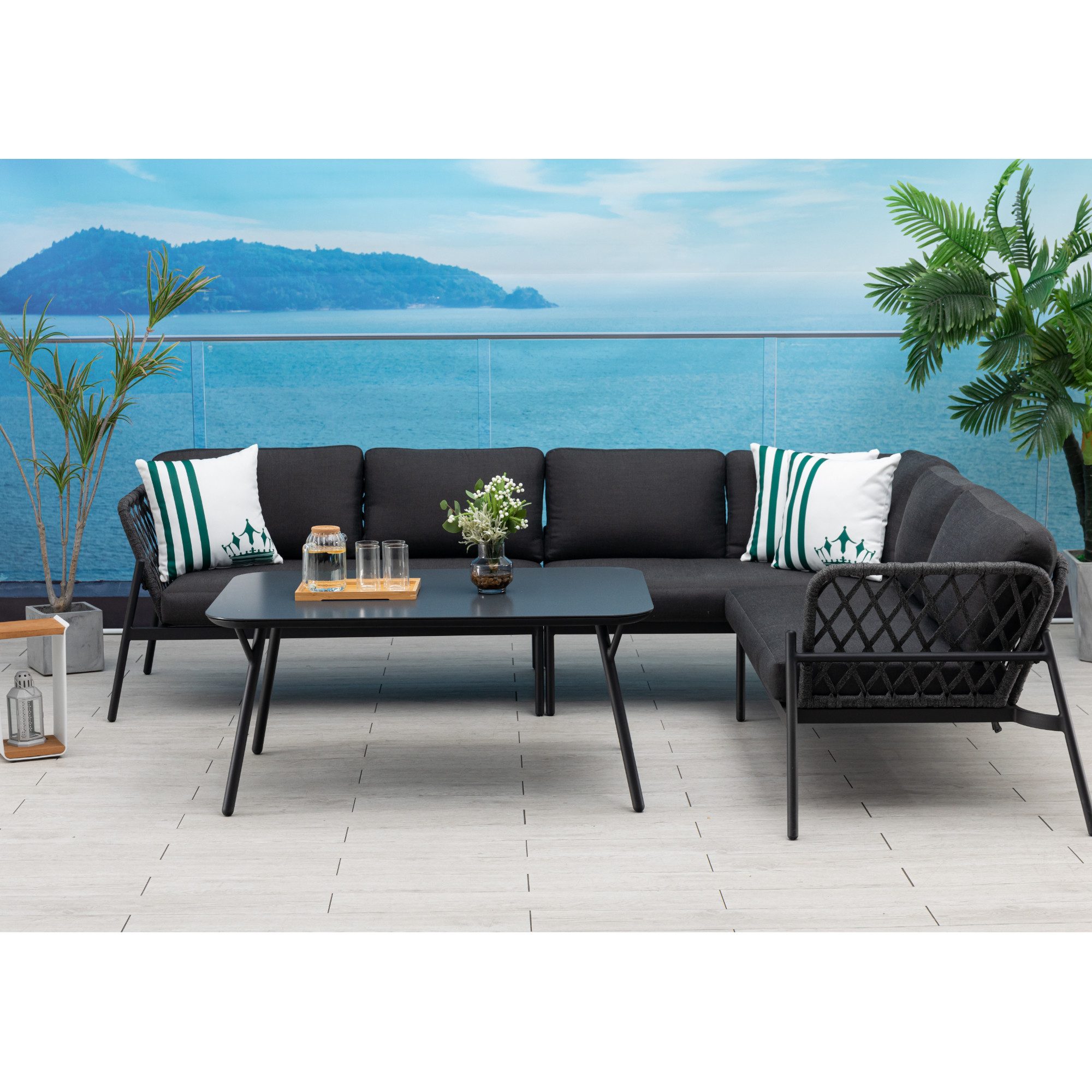 MANDALIKA Garden Gartenlounge-Set XXL Aluminium / Rope Lounge Set Lido