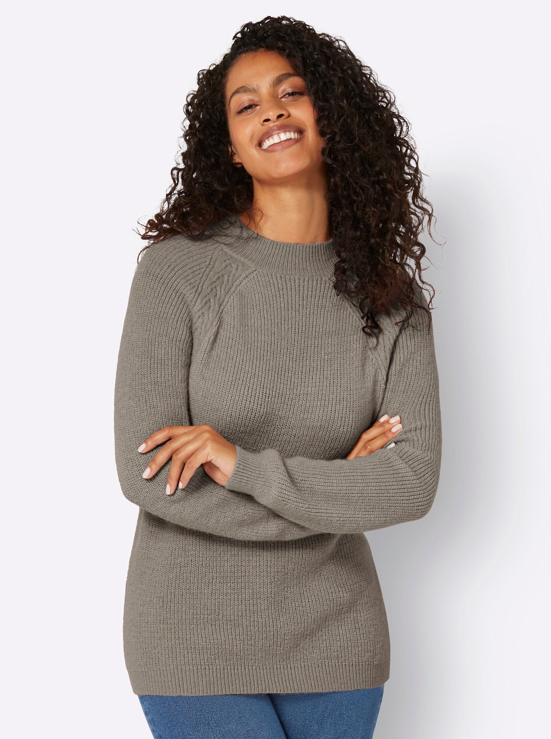 WITT WEIDEN Strickpullover taupe-meliert | Strickpullover