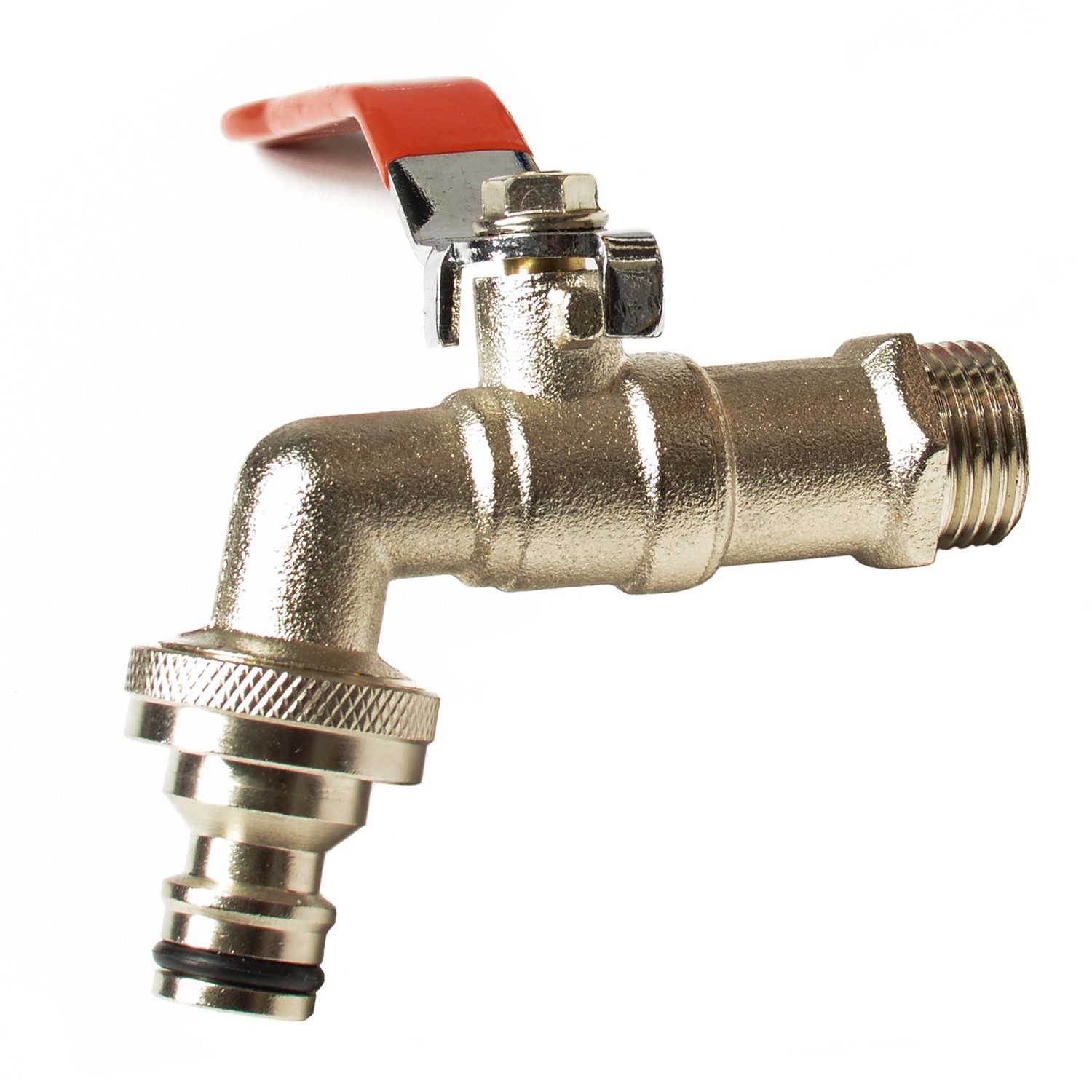 KAGM Kugelhahn Messing Wasserhahn Aussengewinde 1/2" auf 3/4", (inkl. QuickConnector, Gardena kompatibel)
