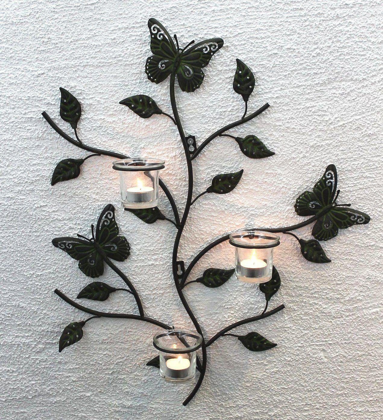 DanDiBo Teelichthalter Wandteelichthalter Metall Kerzenständer Wandkerzenhalter für Teellichter 12120 Teelichthalter 62 cm Wandleuchter Kerzenhalter Wand Teelichtglas