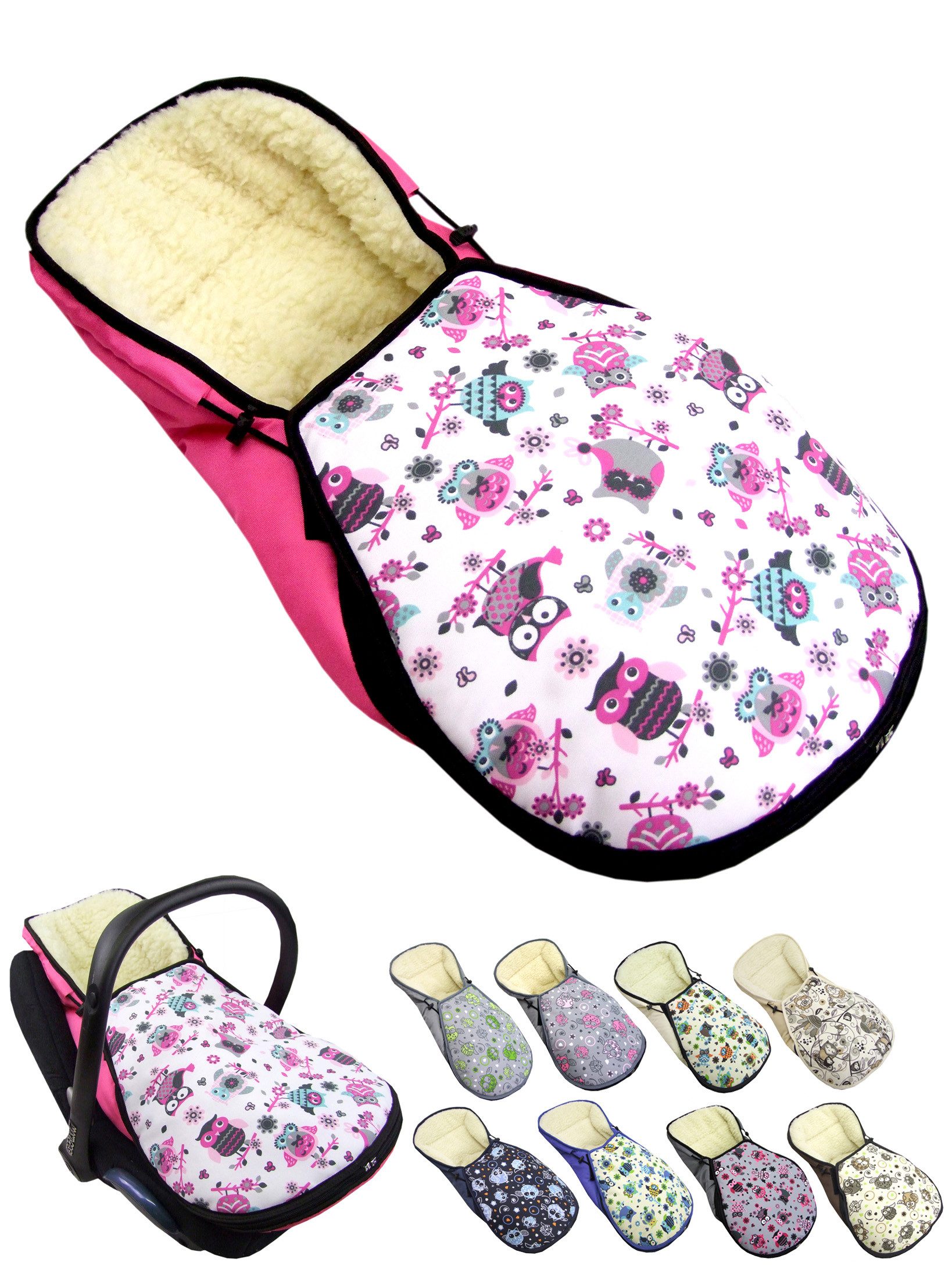 Fußsack Winterfußsack für Babyschale kompatibel mit Maxi-Cosi mit Wolle