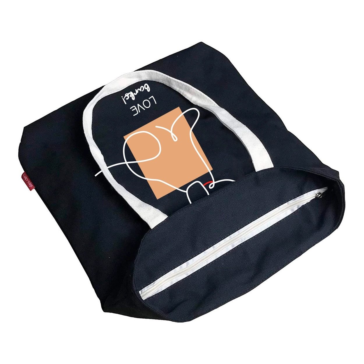 LK Trend & Style Tragetasche Baumwoll-Tasche „Love“ mit Reißverschluss, zauberhafter Hund Aufdruck