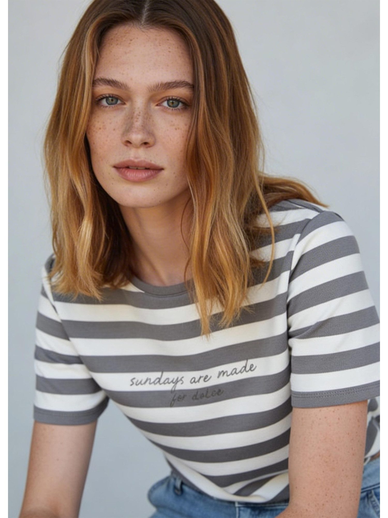 Kurzarmshirt sportives Kurzarmshirt, gestreift