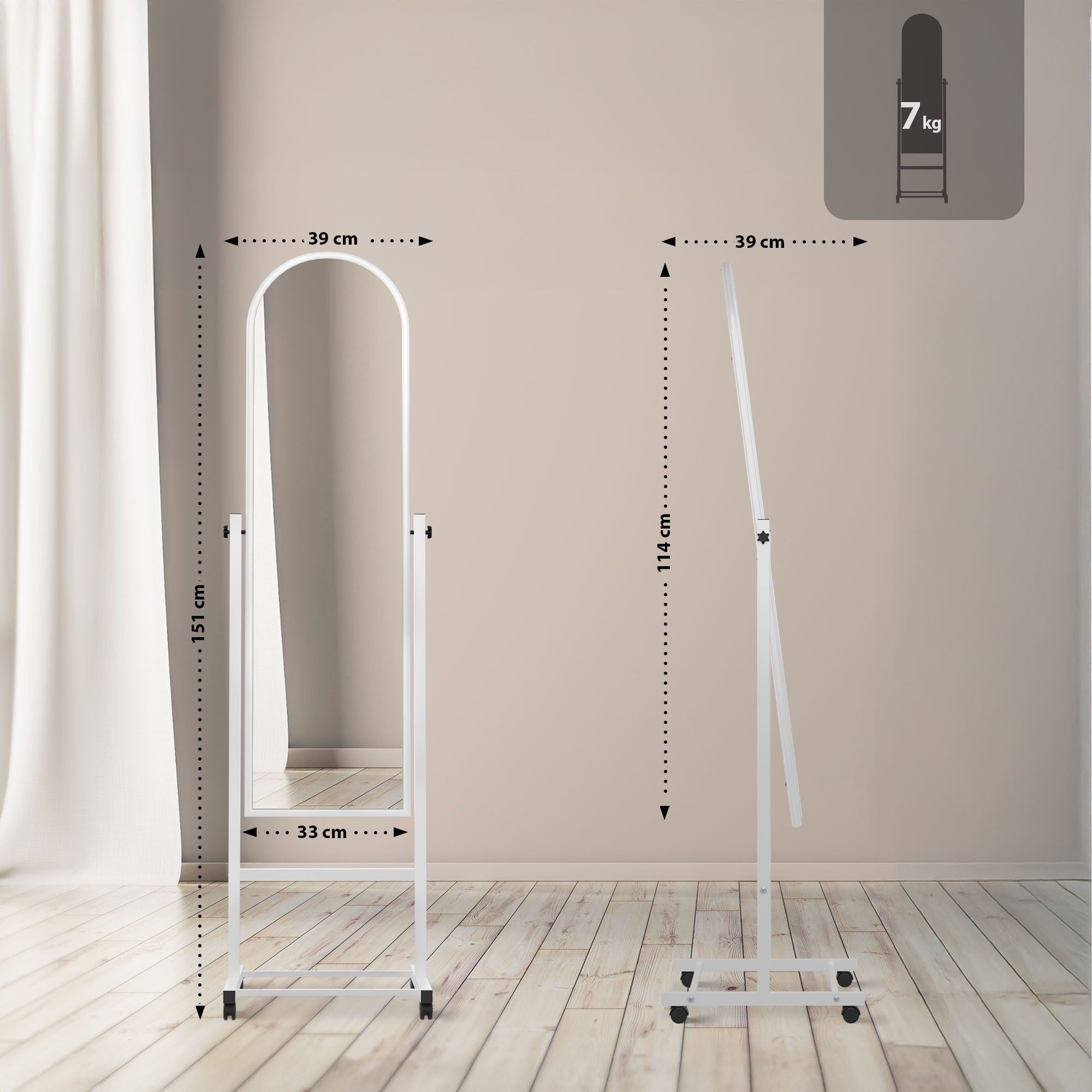 CLP Standspiegel Evoir, neigbarer Ganzkörperspiegel, mit Rollen günstig online kaufen