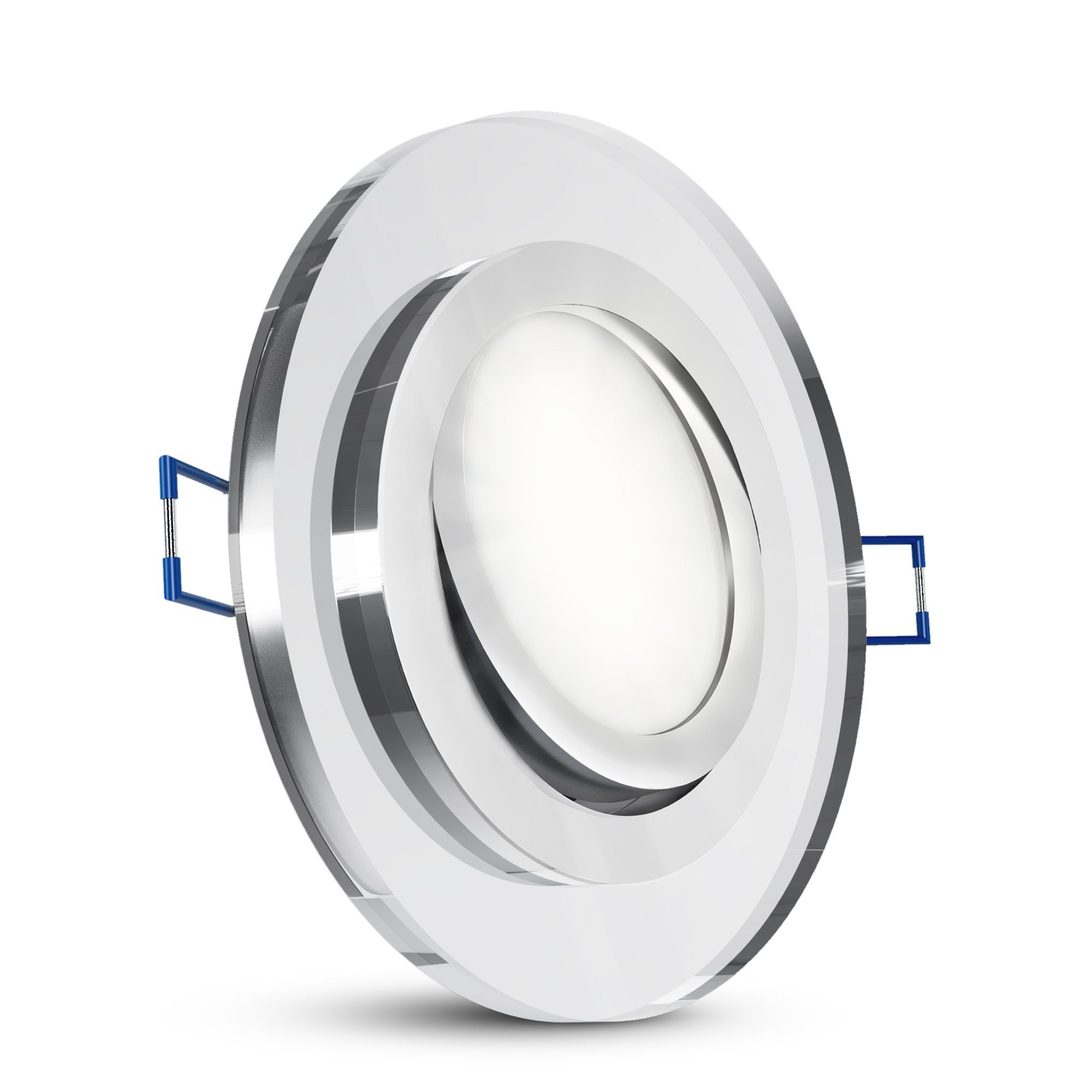 SSC-LUXon LED Einbaustrahler Flacher Glas LED Einbauspot schwenkbar rund klar mit LED Modul neutral, Neutralweiß