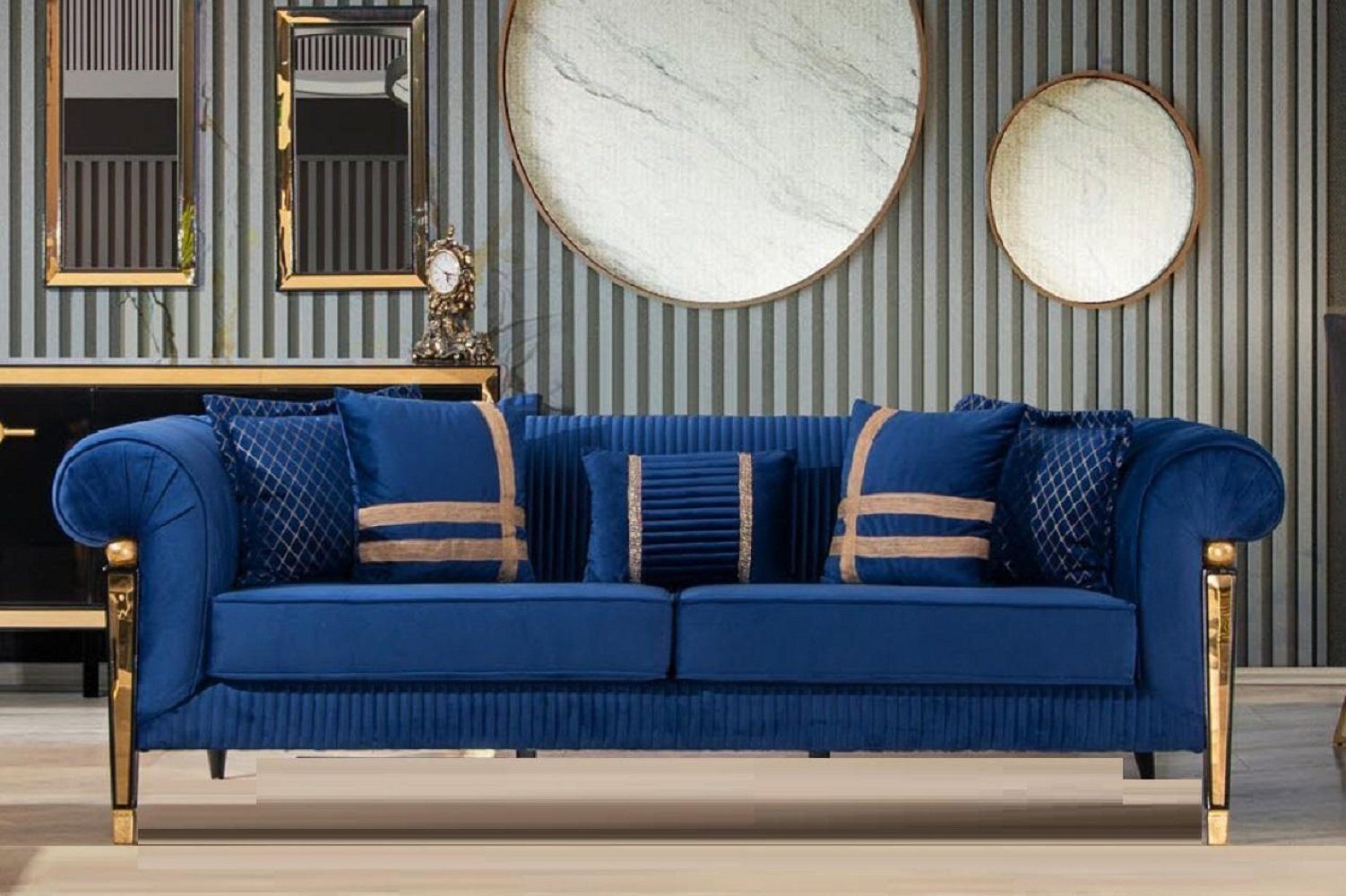 JVmoebel 3-Sitzer Blauer Dreisitzer Sofa 3-Sitzer Luxus Möbel Moderne Polstercouch Stil, 1 Teile, Made in Europa